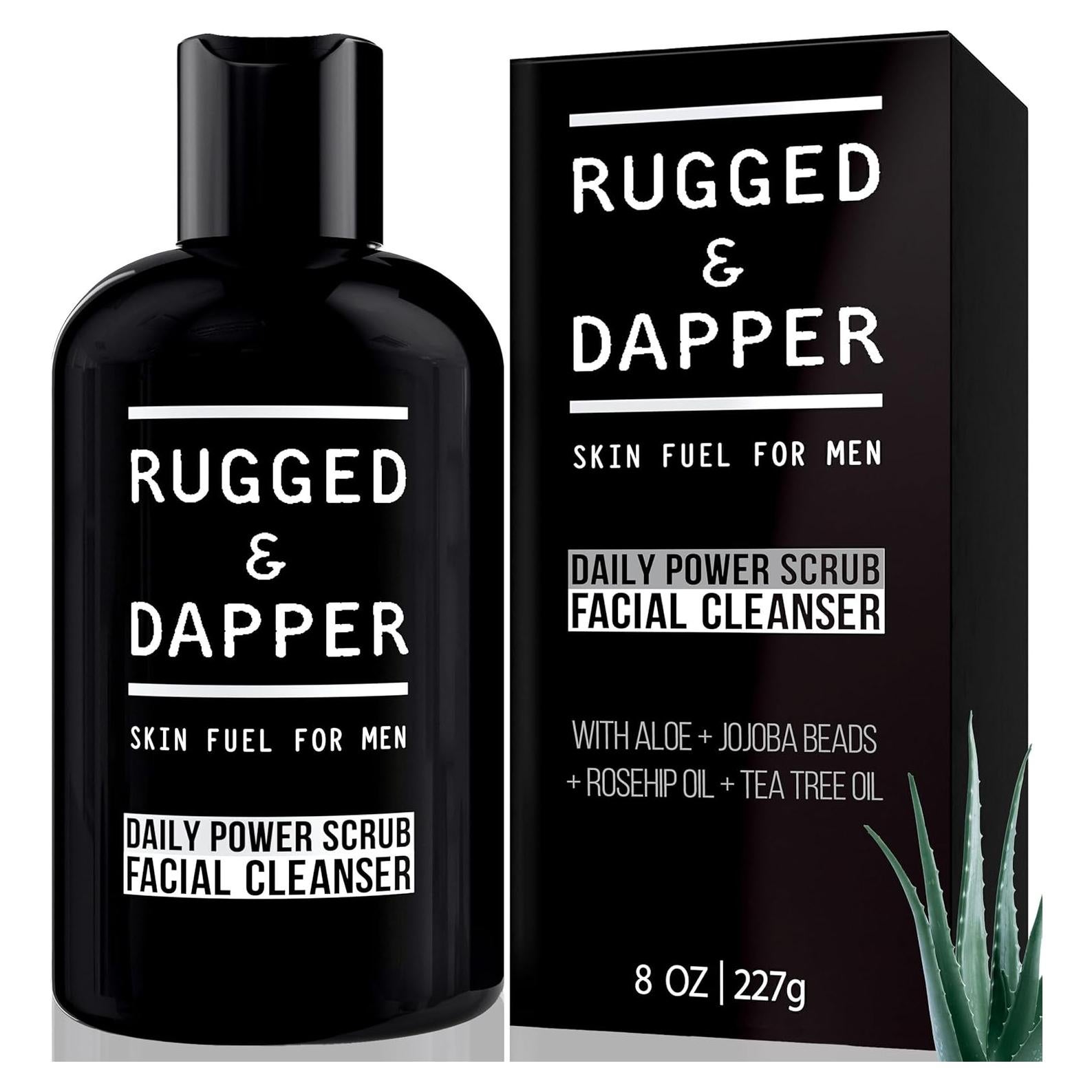 RUGGED & DAPPER - Daily Mens Face Wash + Scrub - 5 Month Supply - Deep Exfoliating Cleanser - Prevents Breakouts - Acne Face Wash Men's - USA Made with Natural Ingredients