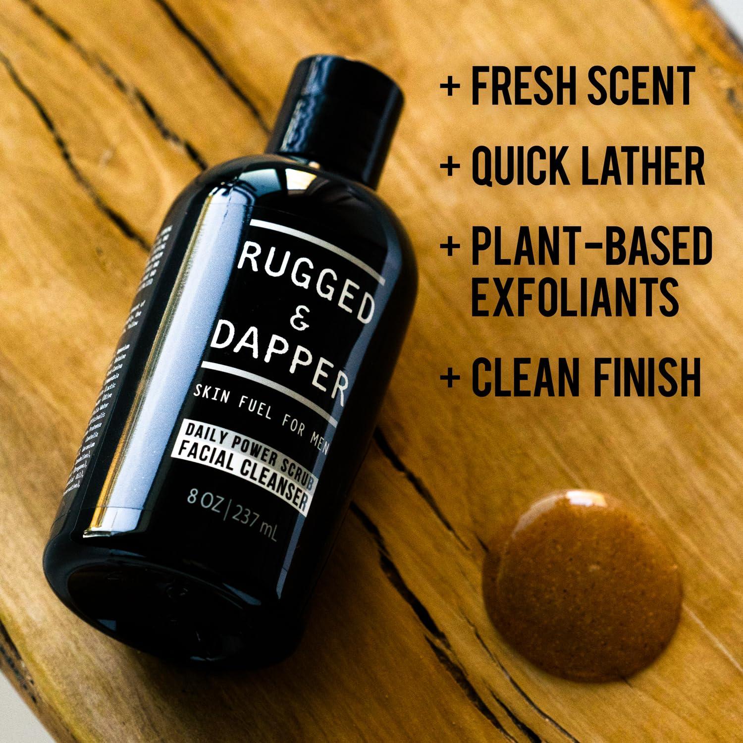 RUGGED & DAPPER - Daily Mens Face Wash + Scrub - 5 Month Supply - Deep Exfoliating Cleanser - Prevents Breakouts - Acne Face Wash Men's - USA Made with Natural Ingredients