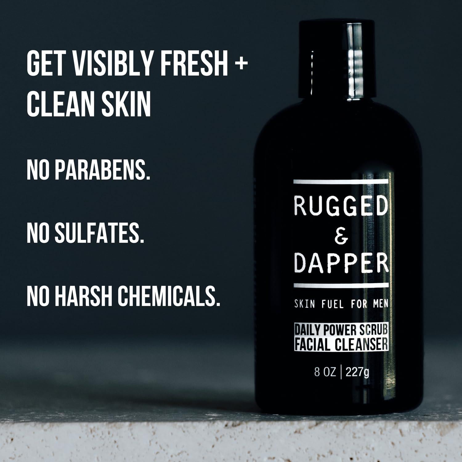 RUGGED & DAPPER - Daily Mens Face Wash + Scrub - 5 Month Supply - Deep Exfoliating Cleanser - Prevents Breakouts - Acne Face Wash Men's - USA Made with Natural Ingredients