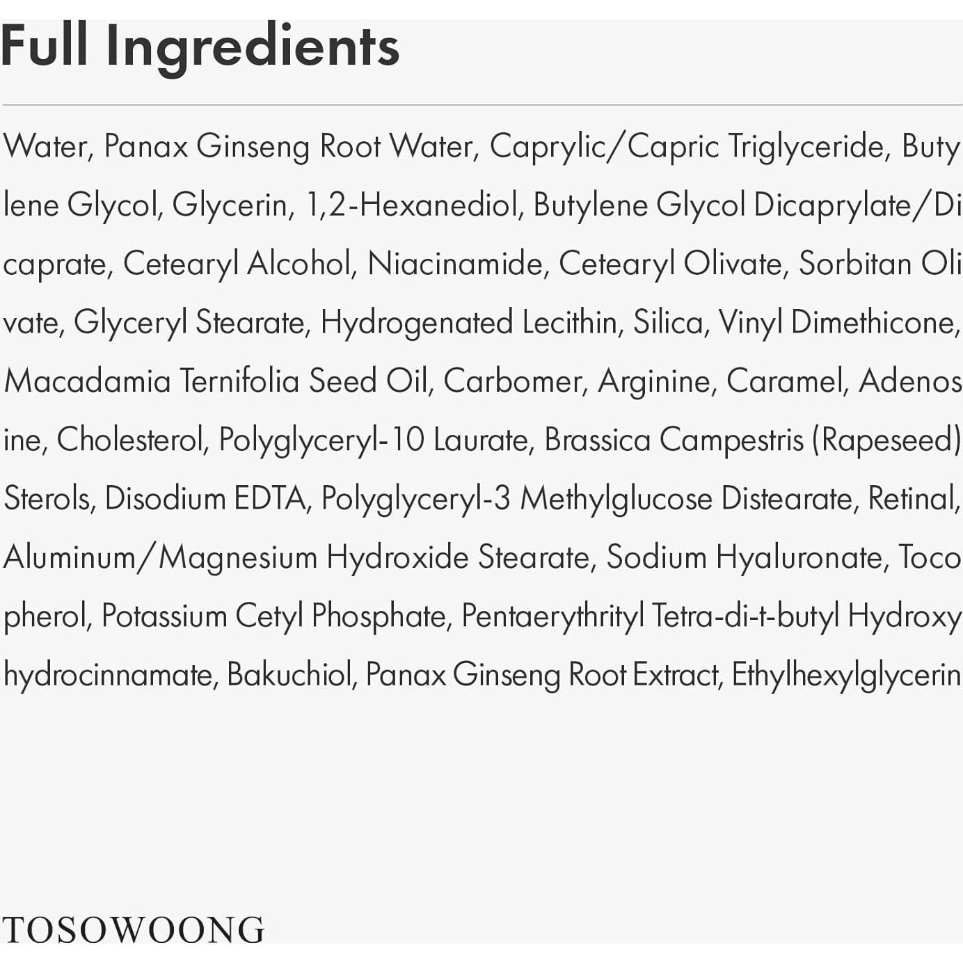 Suero para Ojos TOSOWOONG Ginseng Retinal 30ml Antiarrugas