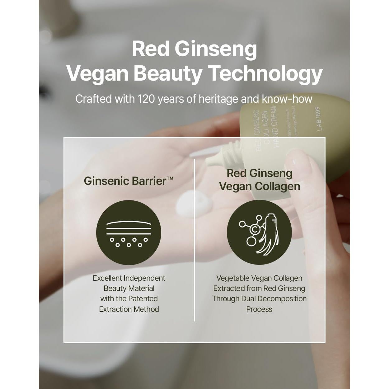 Crema de Manos Vegana de Colágeno y Ginseng Rojo LAB 1899 50ml