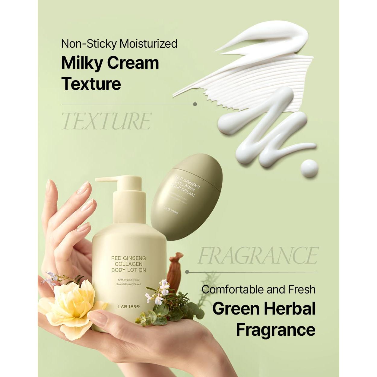 Conjunto de Cuidado de Manos y Cuerpo Donginbi LAB 1899 - Colágeno y Ginseng Rojo