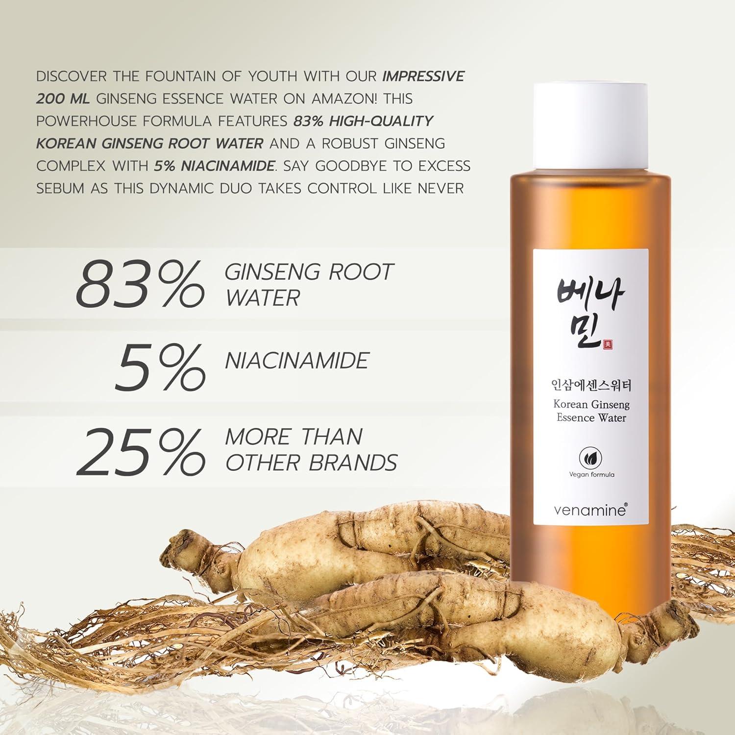 Agua Esencial de Ginseng Coreano Venamine 200ml - Hidratante