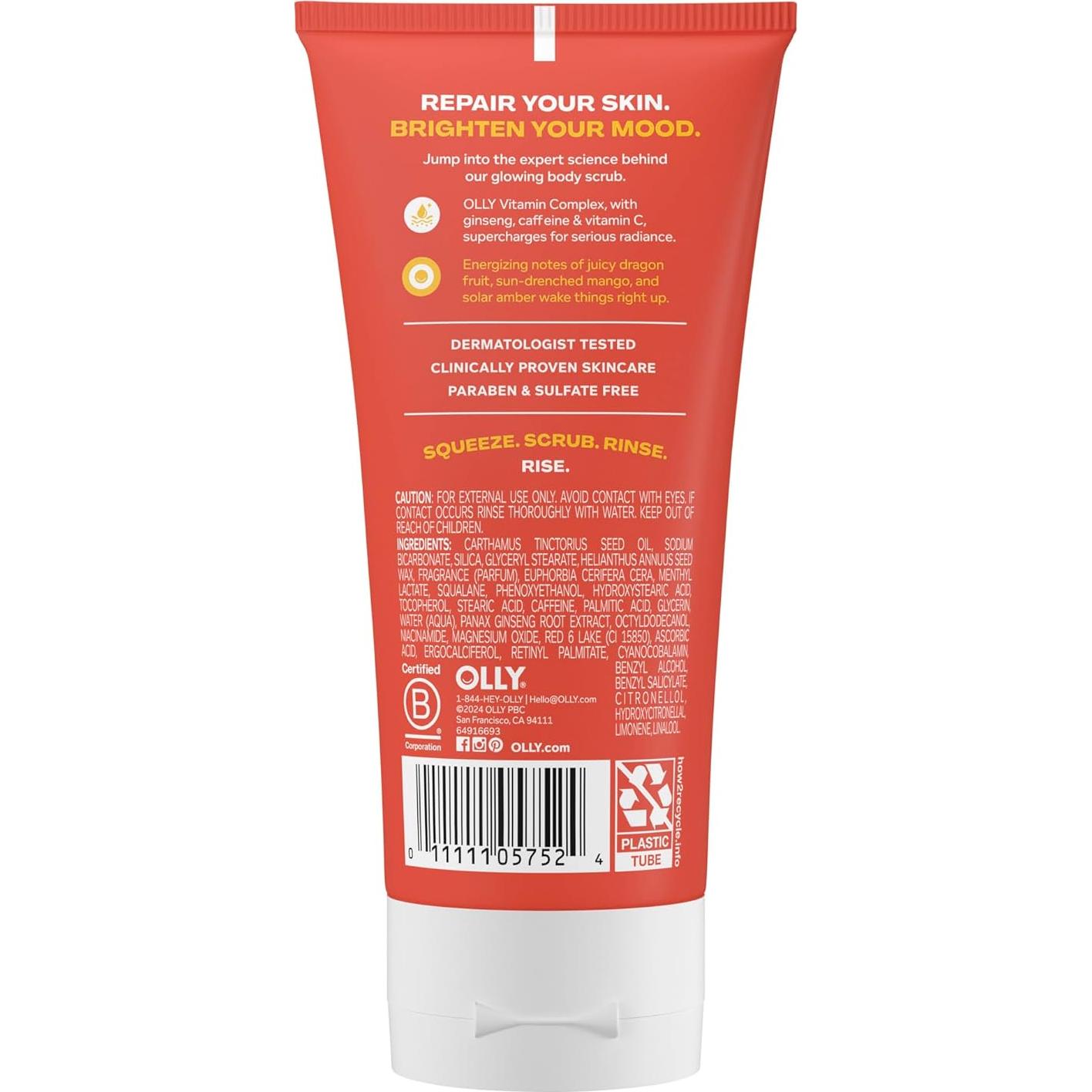 Exfoliante Corporal OLLY Brillante 170 g con Ginseng y Vitamina C