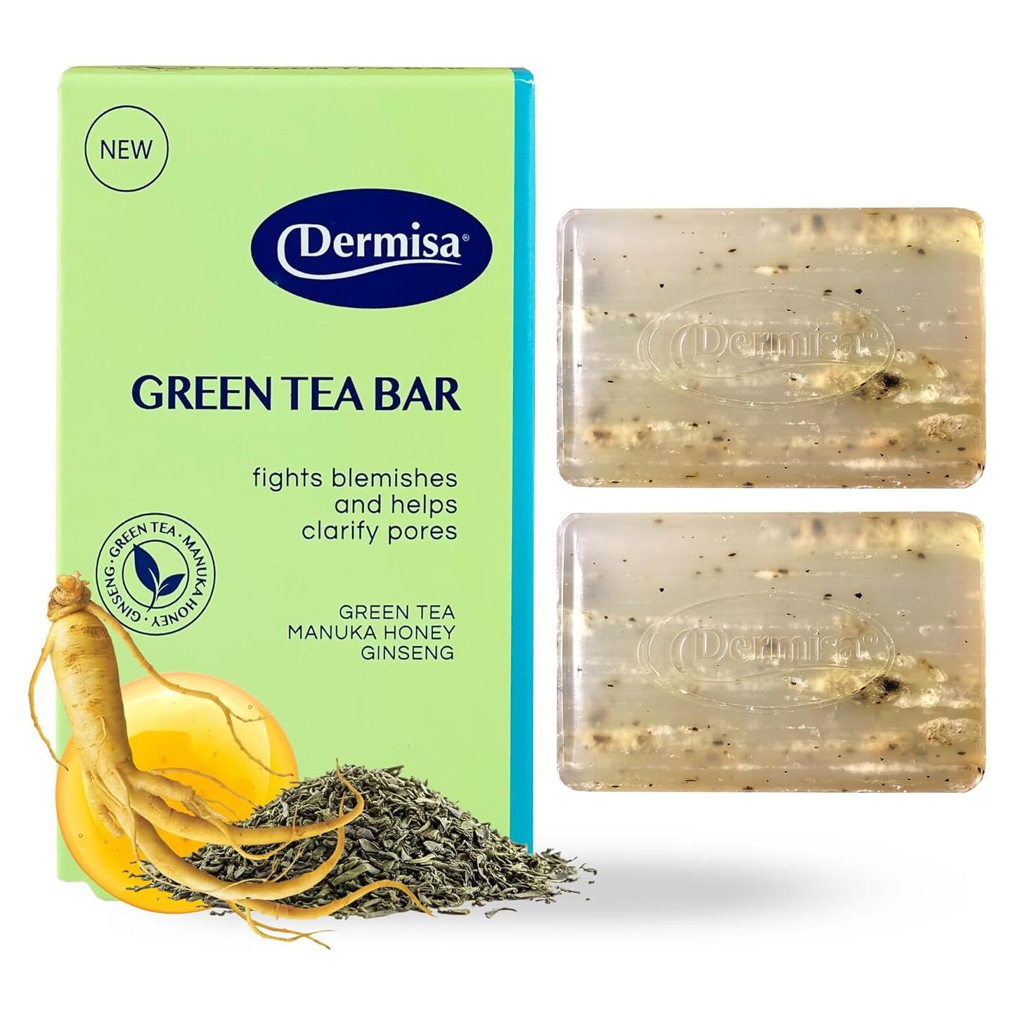 Barra de Jabón de Té Verde Dermisa | Exfoliación Suave 85g | 2 Paquetes