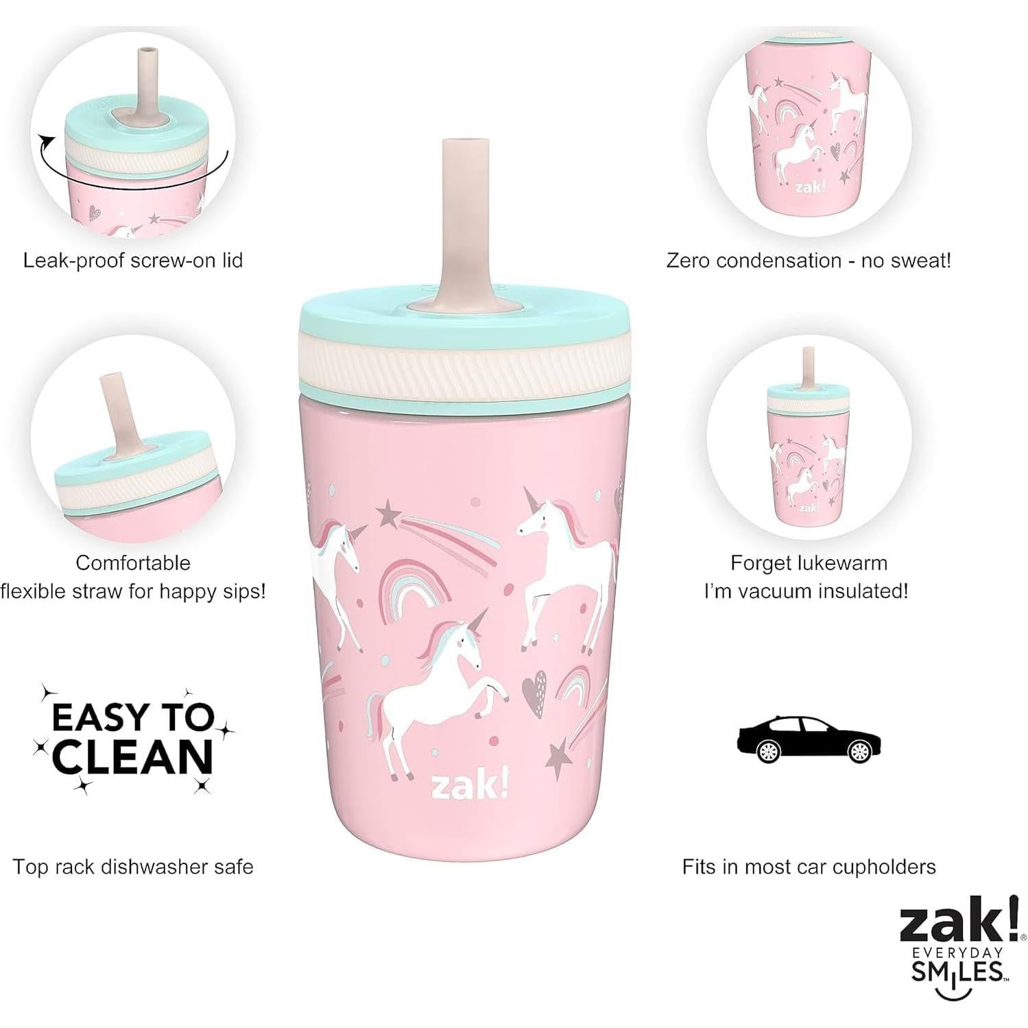 Taza Infantil Zak Designs Unicornio 12oz Acero Inoxidable