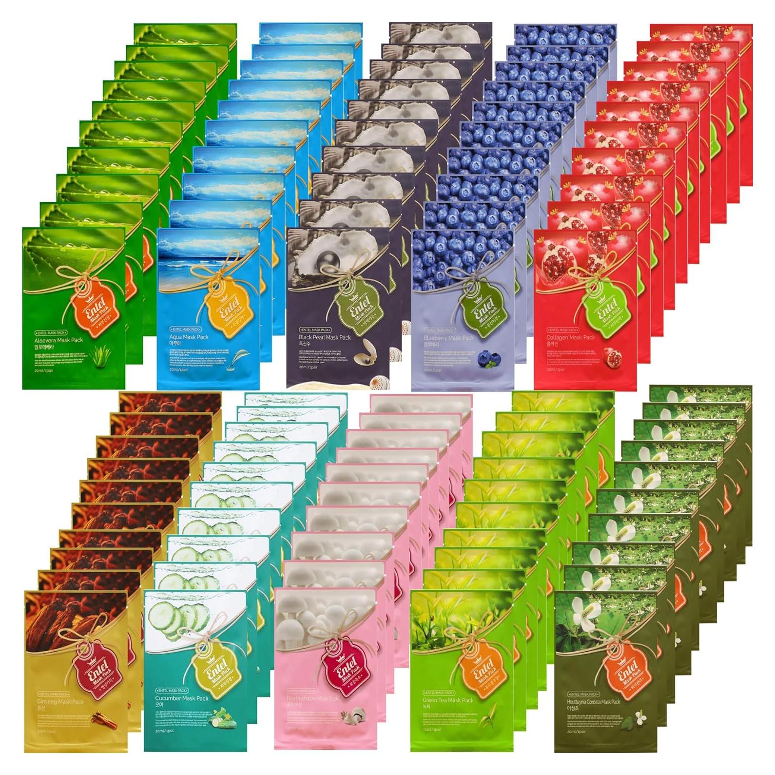 Conjunto de 100 Mascarillas Faciales Entel - 10 Tipos Coreanas