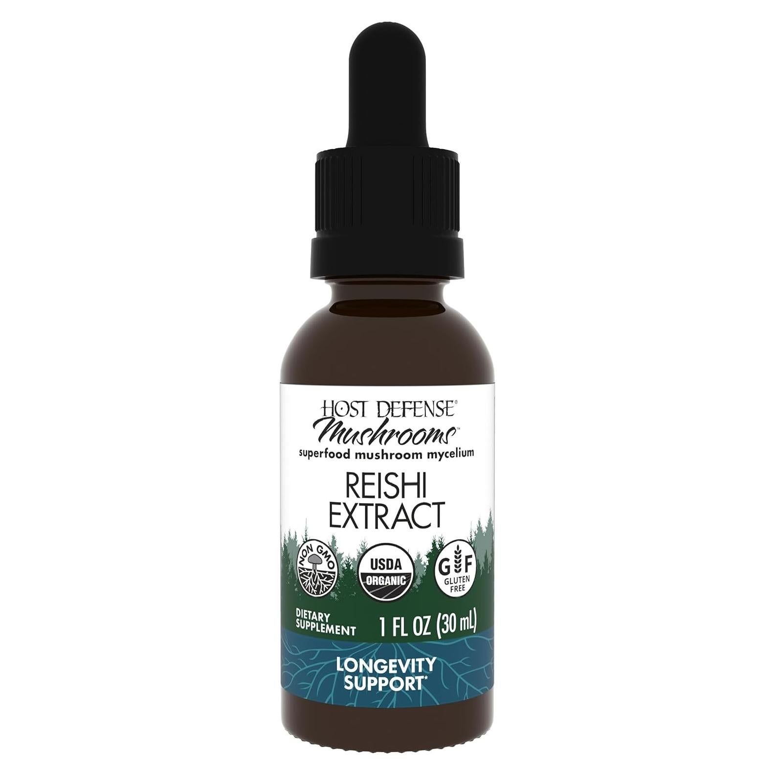 Extracto de Reishi Host Defense 30ml - Suplemento Inmunológico y Energético