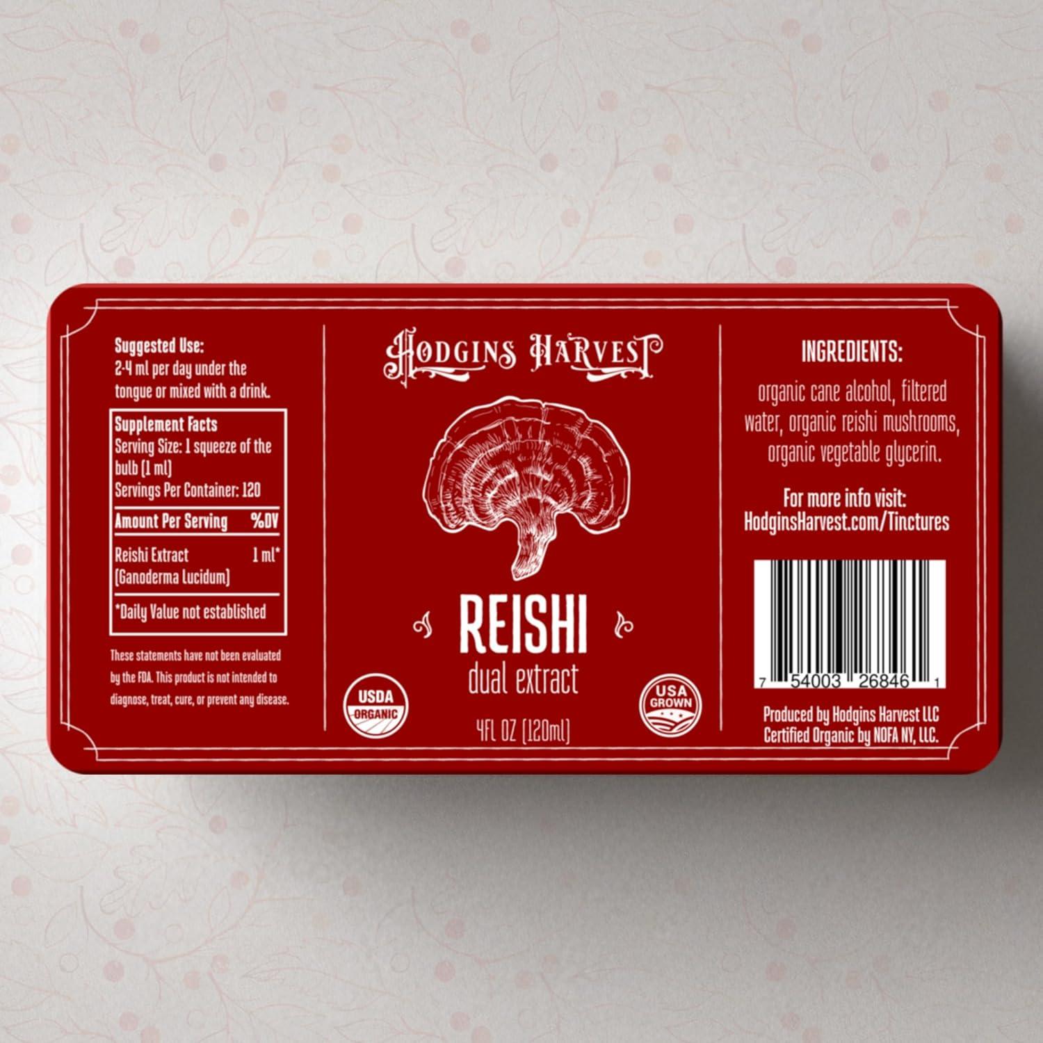 Tintura Orgánica de Reishi Hodgins Harvest 118 ml Doble Extracto