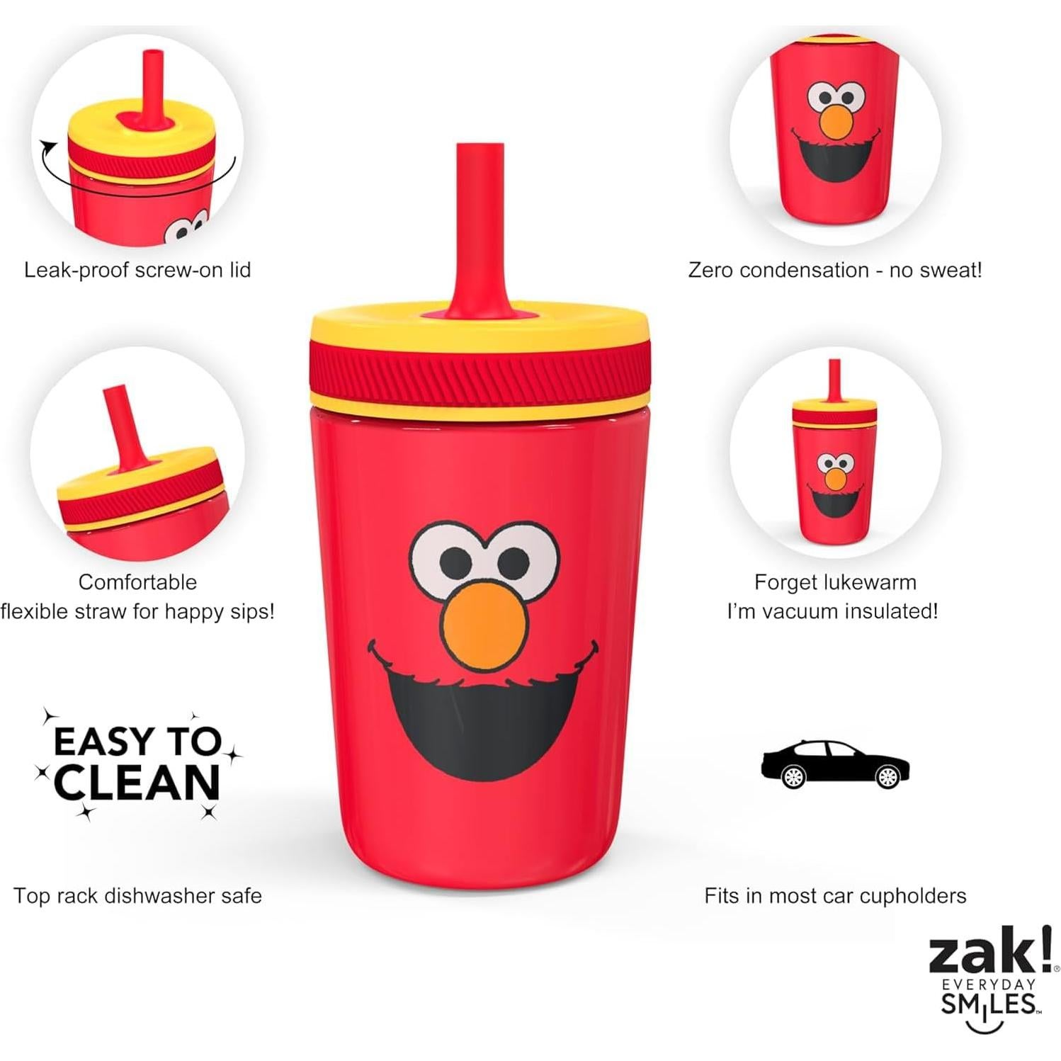 Taza Sippy 12oz Zak Designs Elmo Acero Inoxidable Aislada