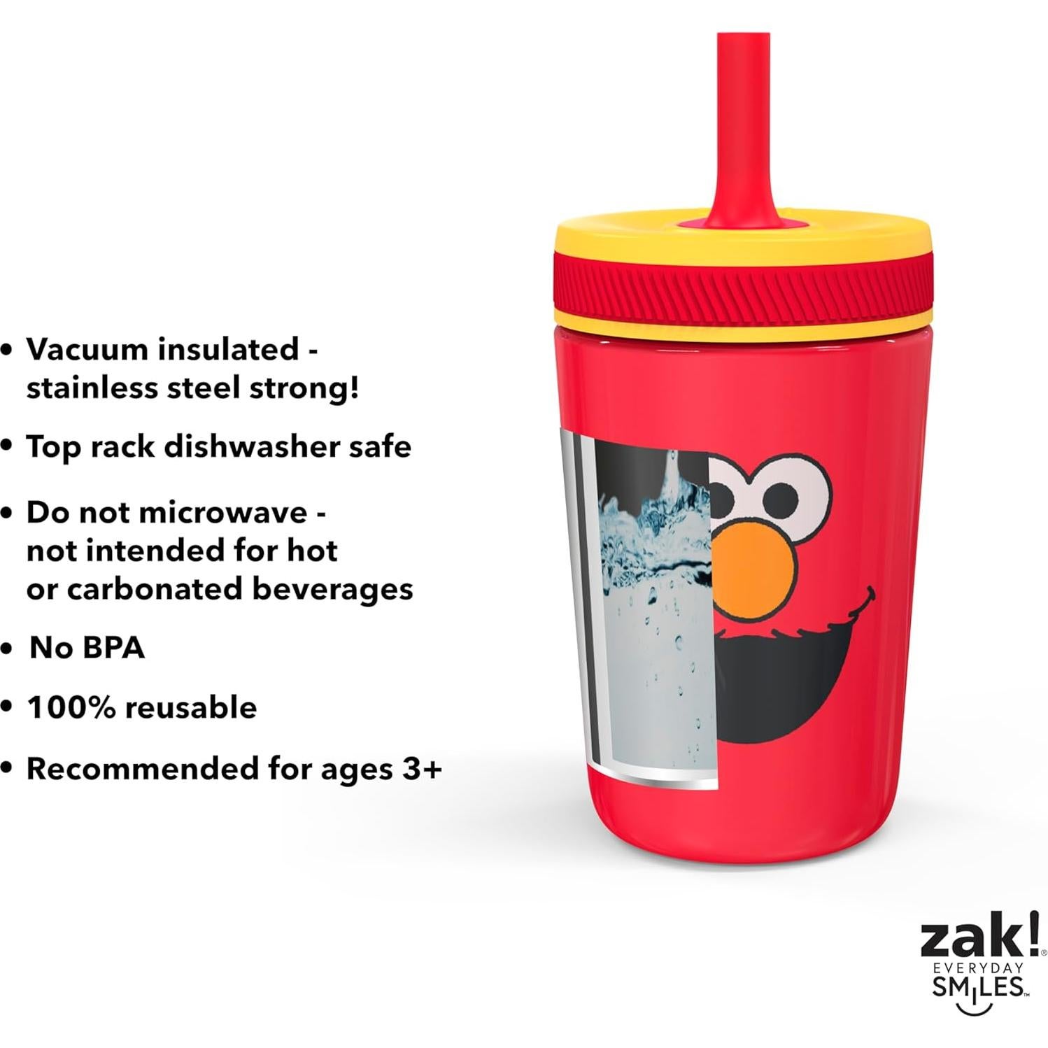 Taza Sippy 12oz Zak Designs Elmo Acero Inoxidable Aislada