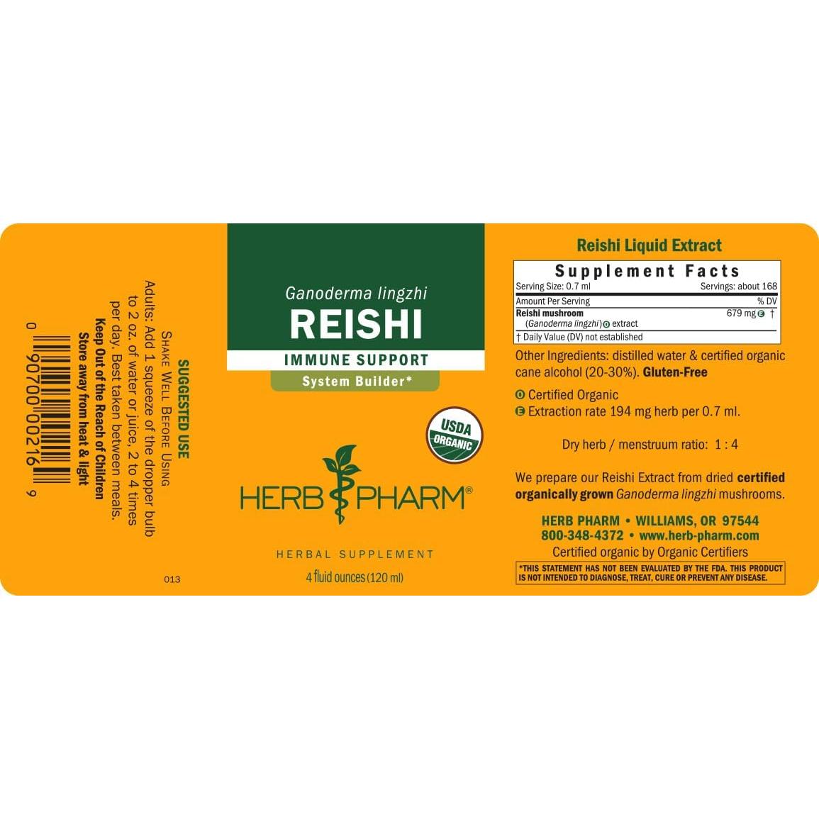 Extracto Líquido de Hongo Reishi Herb Pharm 118 ml Inmunológico