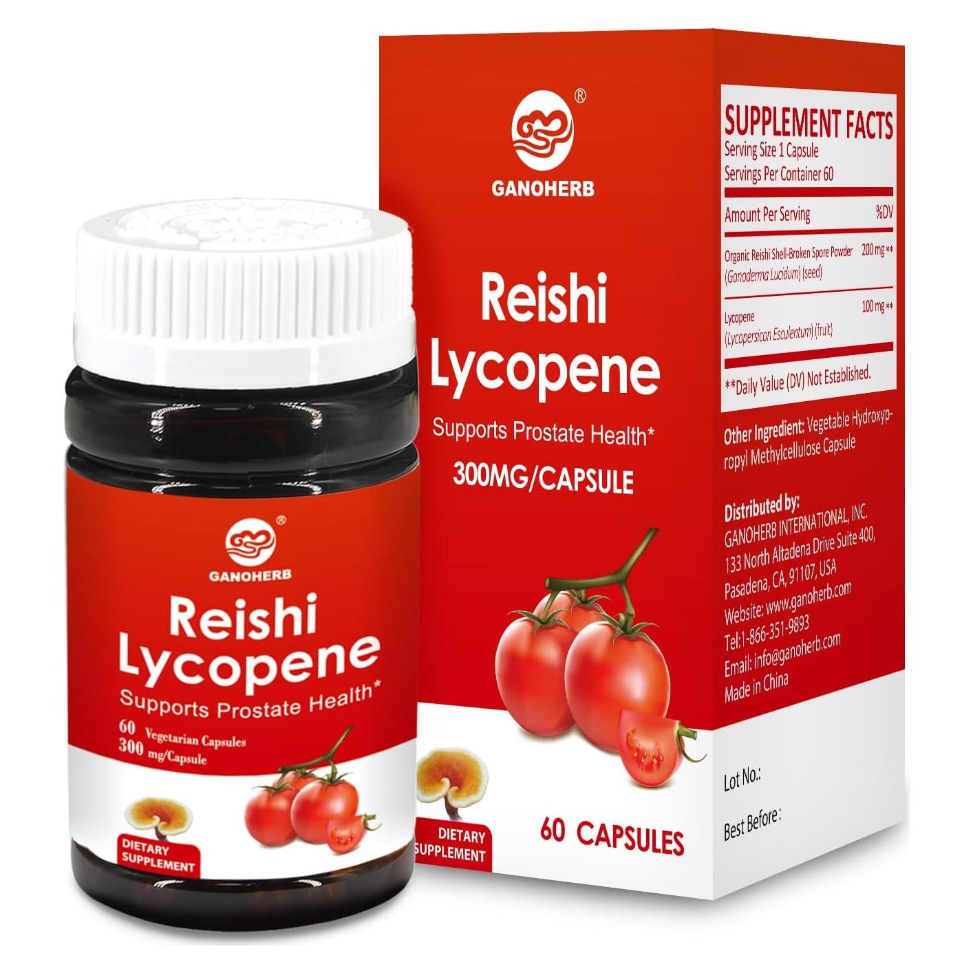 Suplemento de Licopeno 100mg + Hongo Reishi 200mg - 60 Cápsulas