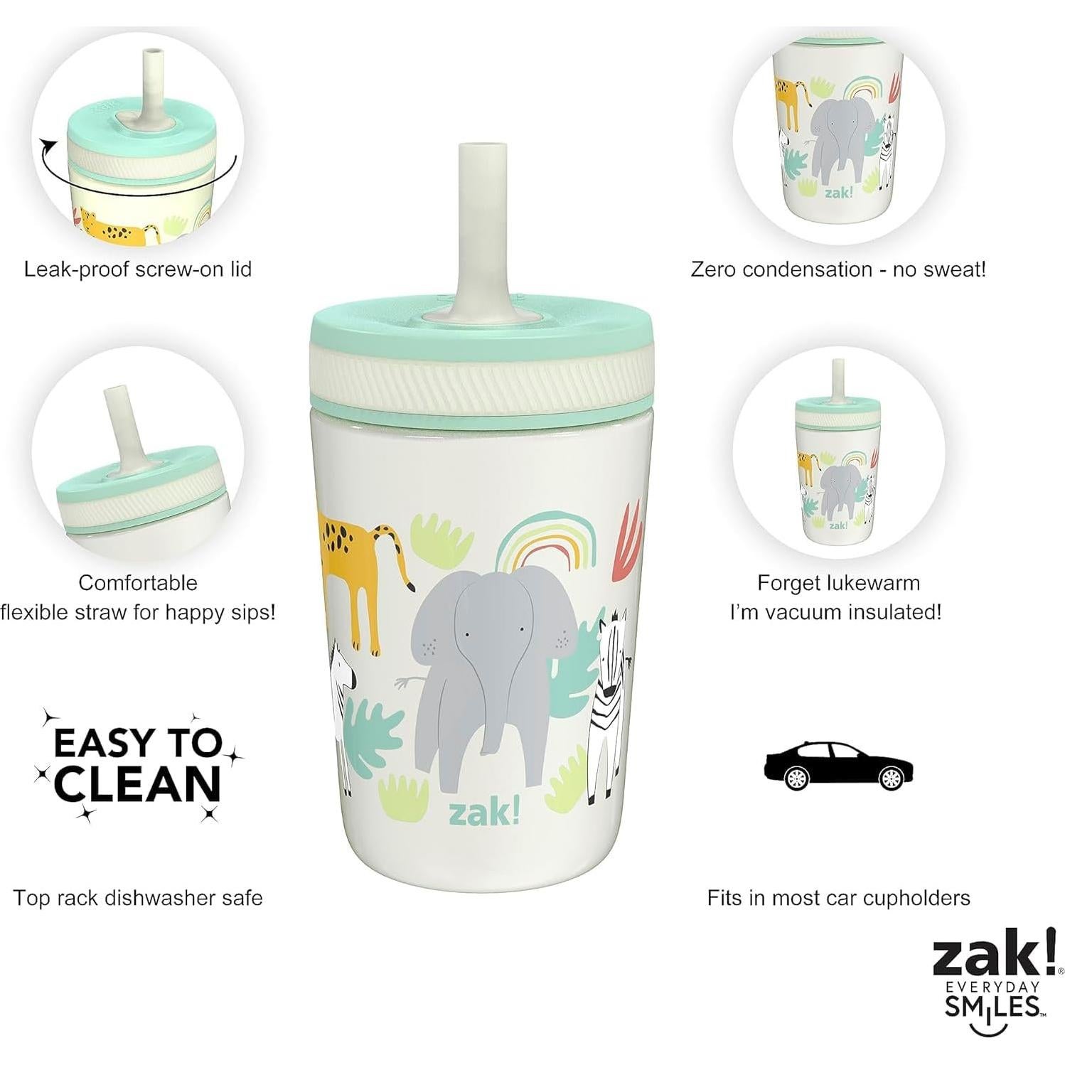 Taza Infantil Zak Designs 12oz Acero Inoxidable Safari