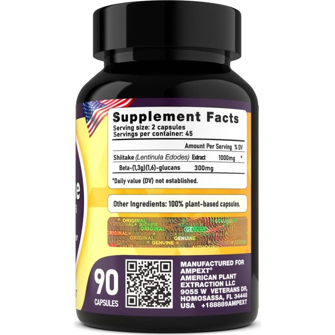 Extracto de Champiñón Shiitake AMPEXT 90 Cápsulas Veganas