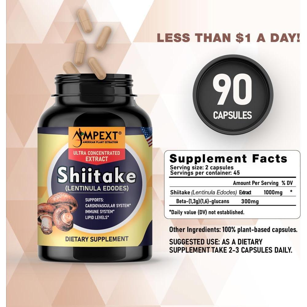Extracto de Champiñón Shiitake AMPEXT 90 Cápsulas Veganas