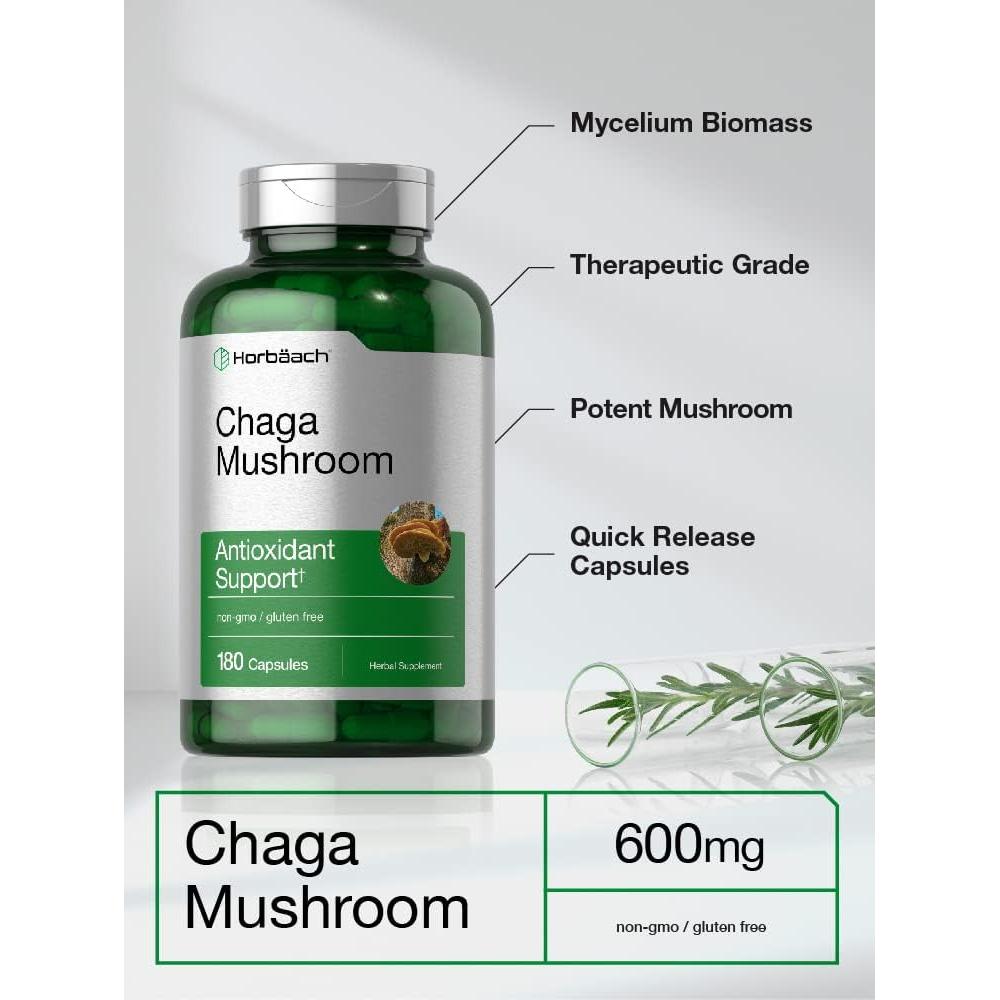 Cápsulas de Hongo Chaga Horbäach 180 Unidades 600 mg Sin OGM