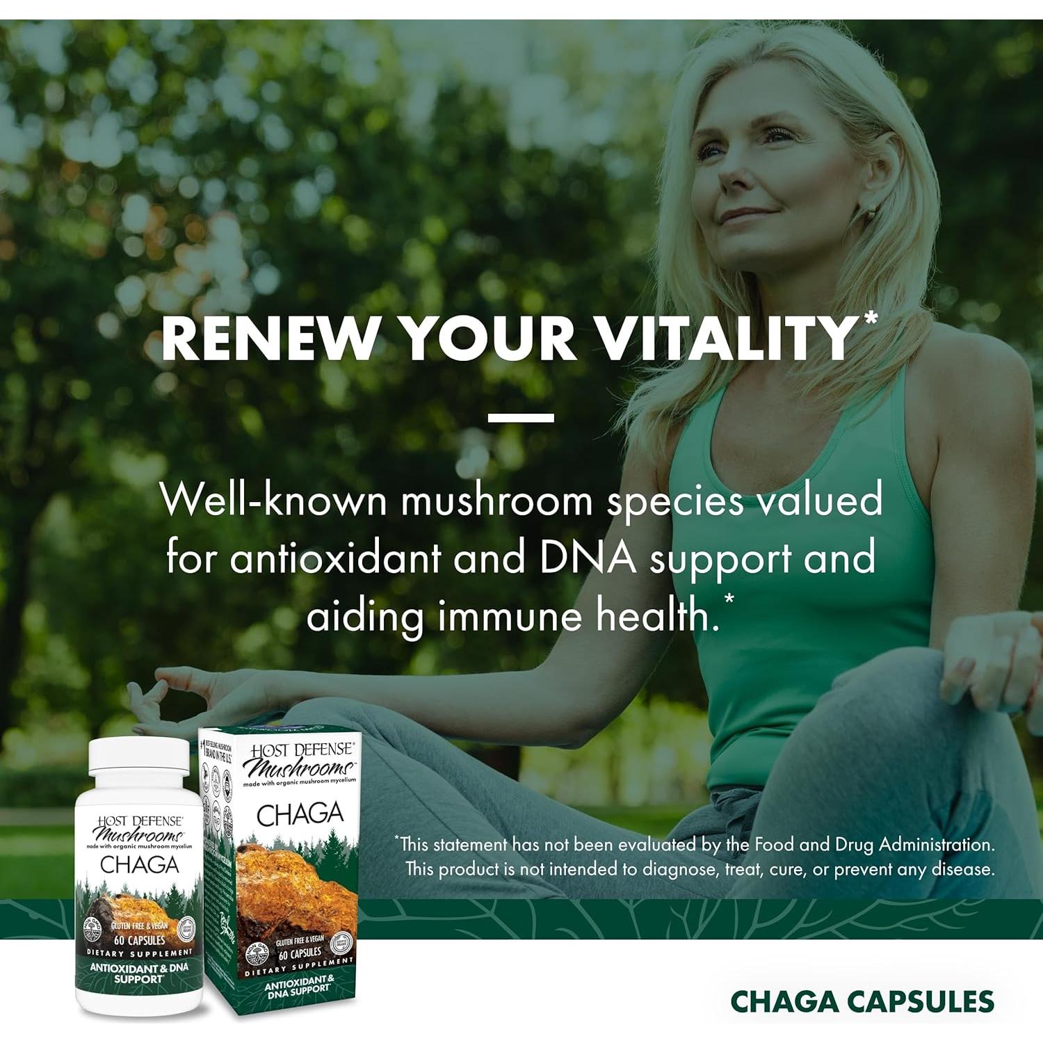 Cápsulas de Chaga Host Defense - Suplemento Inmunológico 60 Unidades