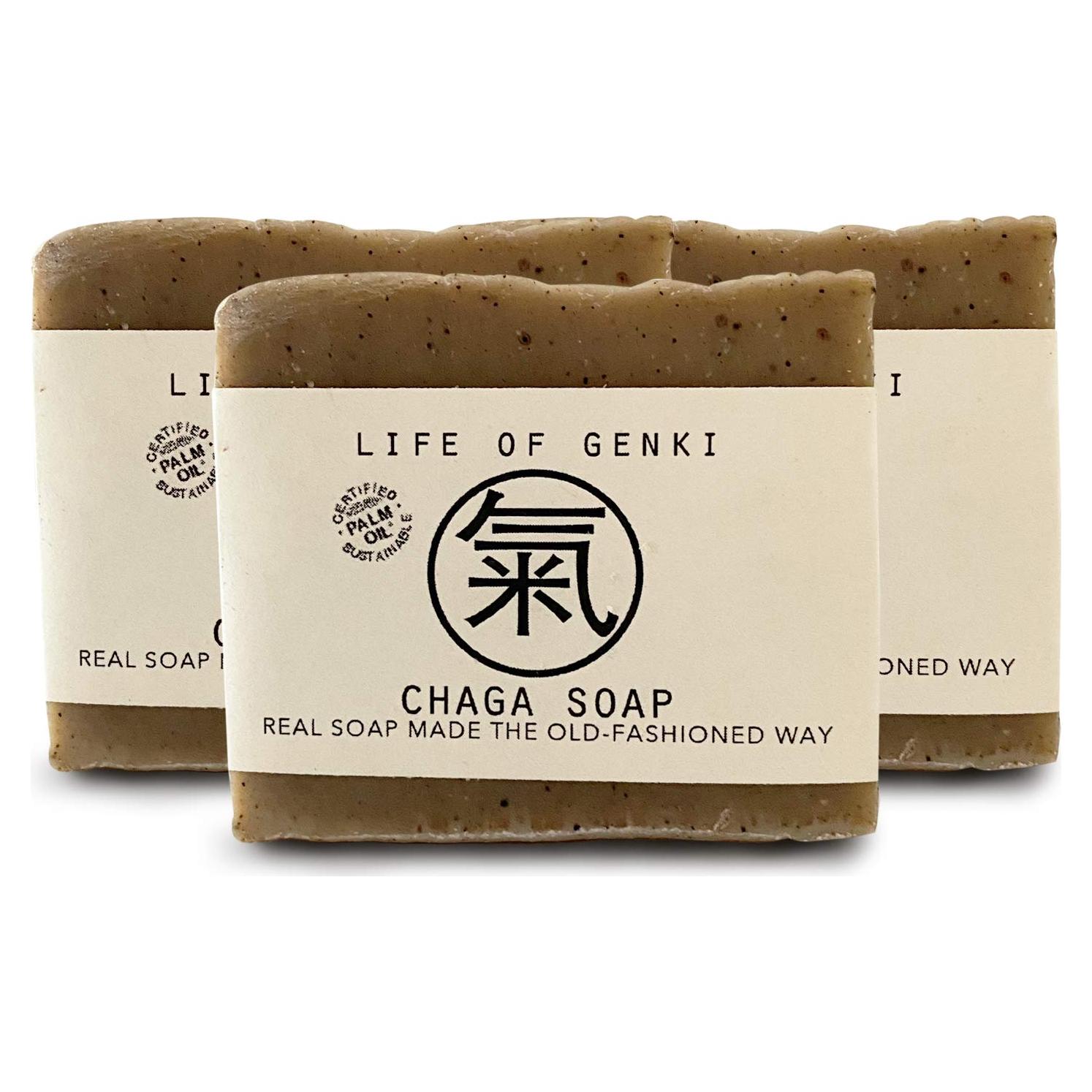 Jabones de Chaga Veganos Life of Genki - Pack de 3 - 100% Natural