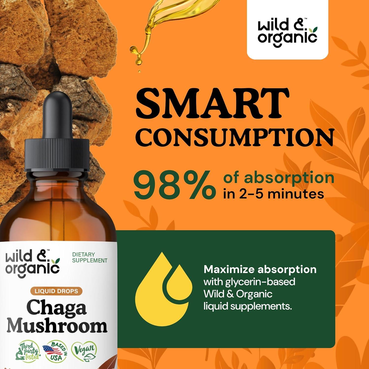 Gotas de Hongo Chaga Silvestre y Orgánico 118 ml - Suplemento Inmunológico