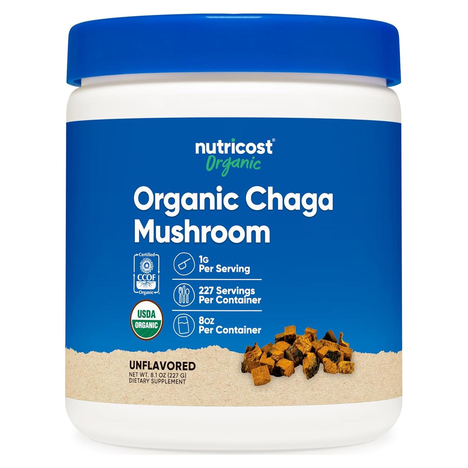 Nutricost Polvo de Hongo Chaga Orgánico 226.8g - Sin Gluten