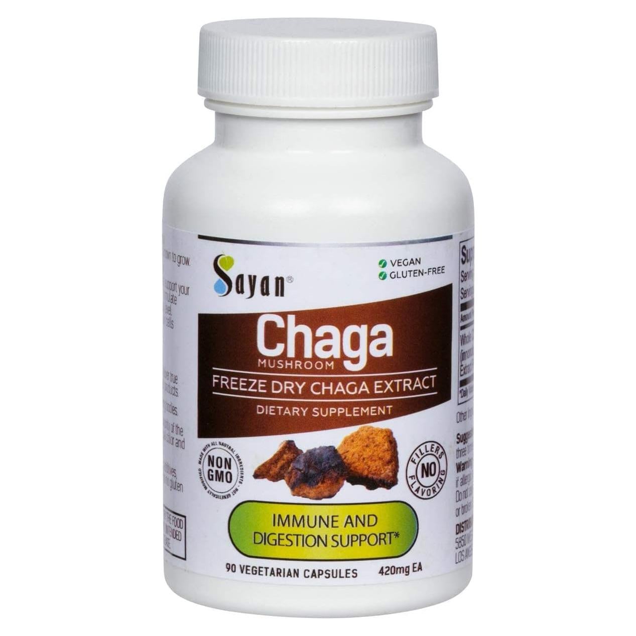 Extracto de Hongo Chaga Sayan - 90 Cápsulas 420mg - Antioxidante Vegano