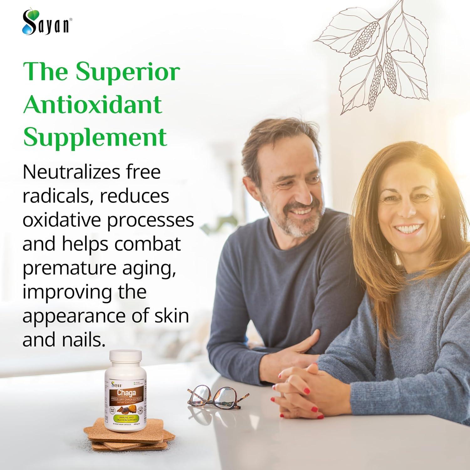 Extracto de Hongo Chaga Sayan - 90 Cápsulas 420mg - Antioxidante Vegano