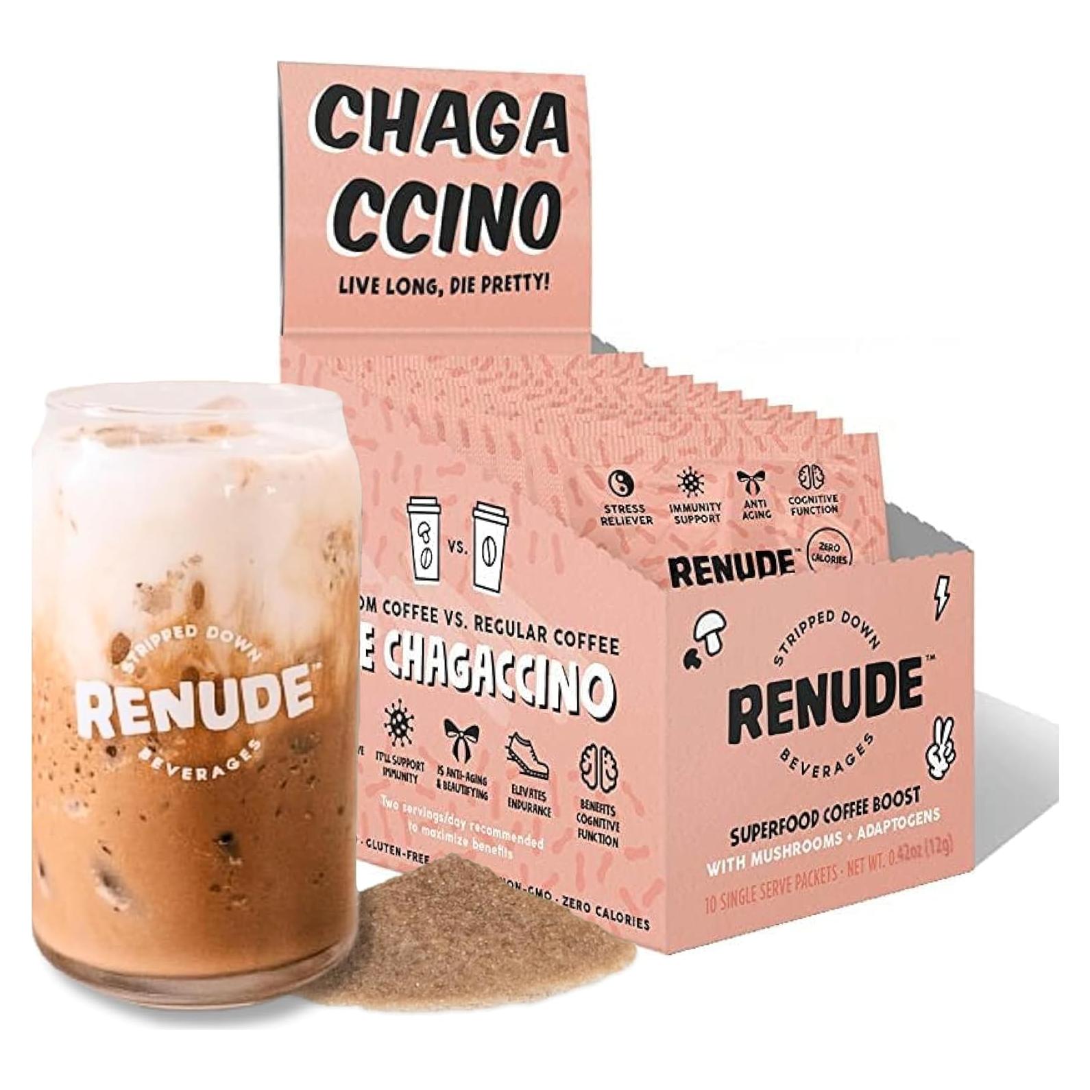 Renude Chagaccino - Polvo de Hongo Chaga 500mg - 10 Porciones