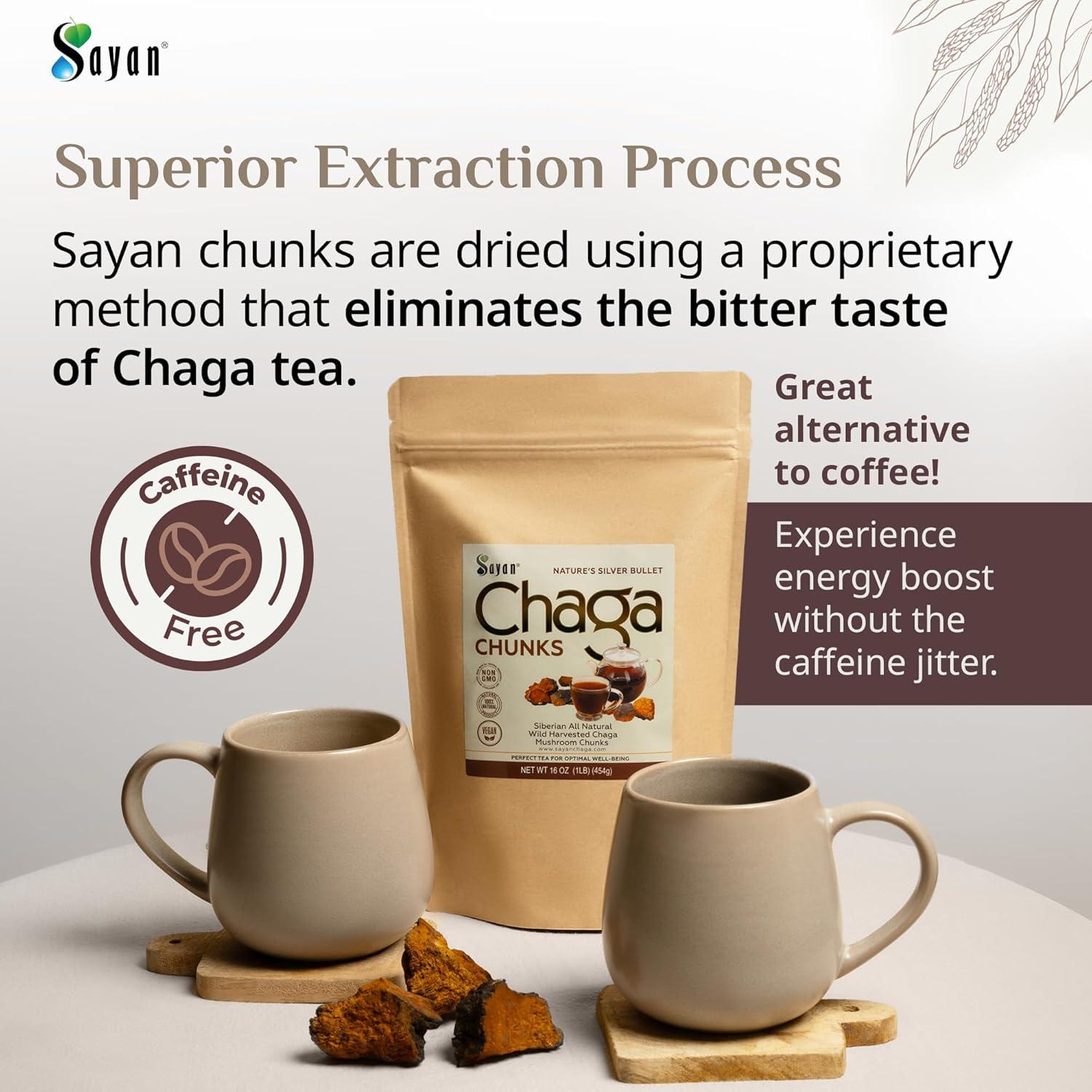 Trozos de Hongo Chaga Sayan 454 g - Té Antioxidante Premium