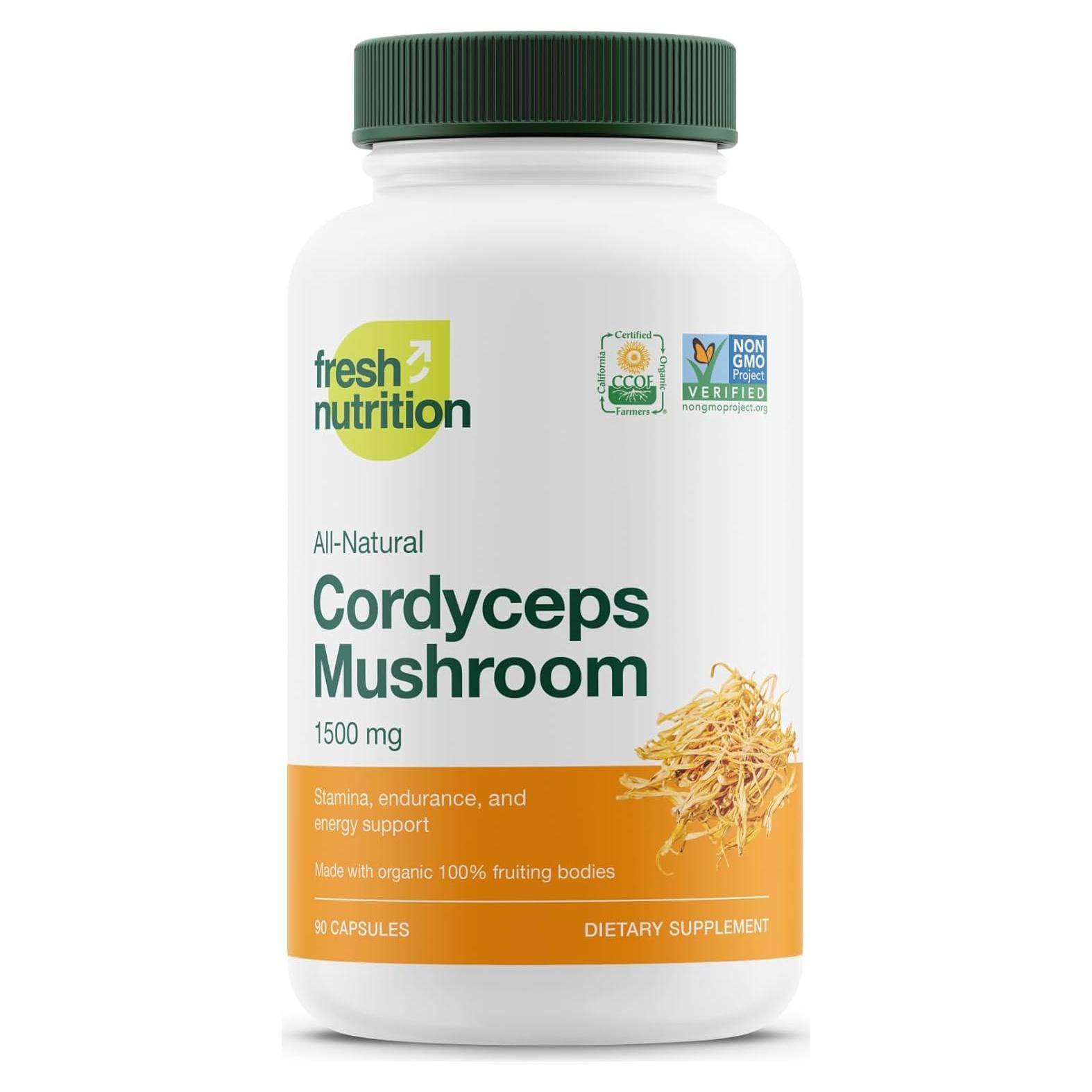 Cápsulas de Cordyceps Orgánico Fresh Nutrition 1500mg 90 Unidades