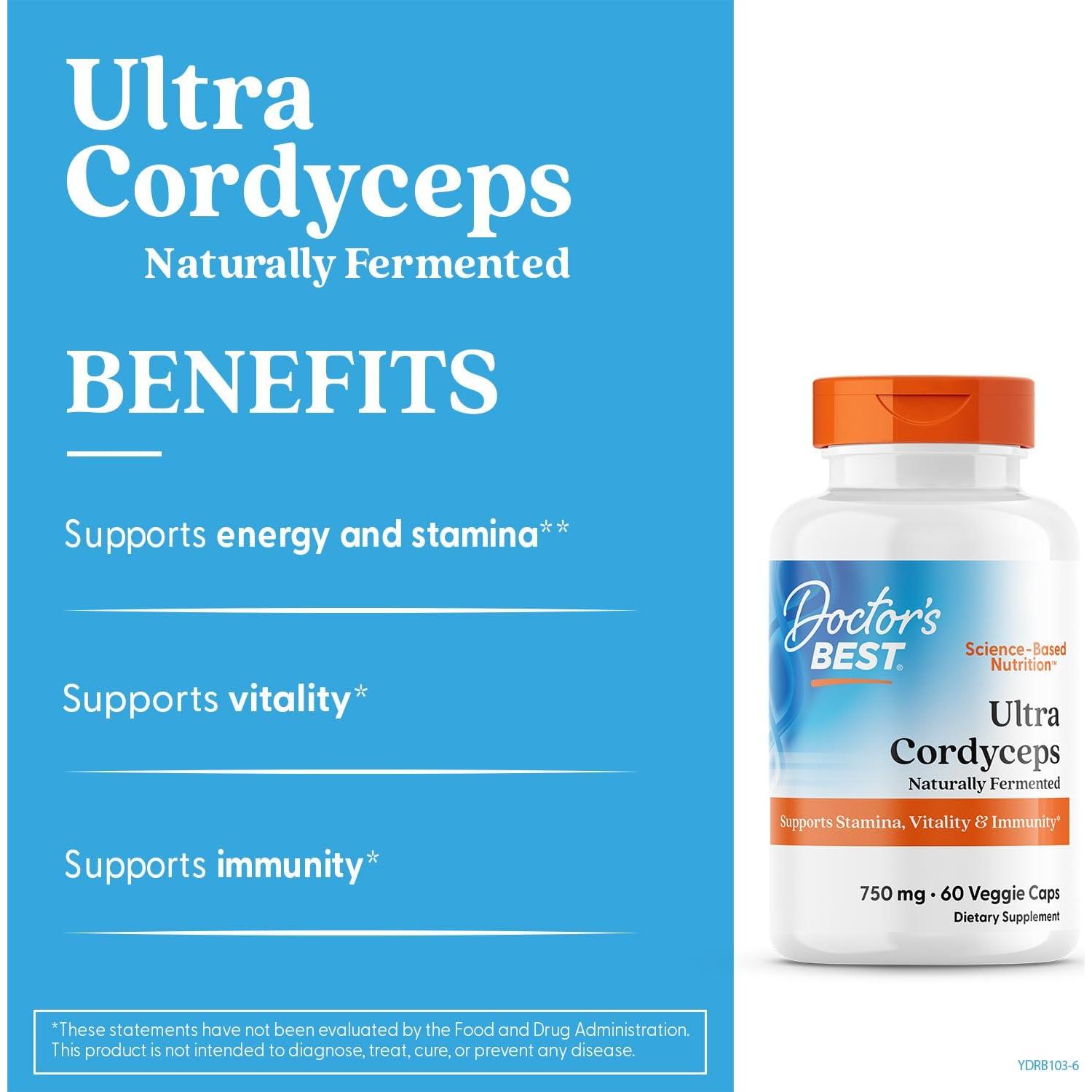 Ultra Cordyceps No-GMO Doctor's Best 60 Cápsulas Veganas