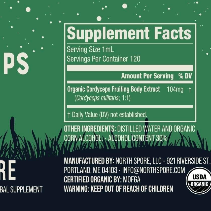 Tintura de Hongo Cordyceps Orgánico North Spore 118 ml - Energía y Vitalidad