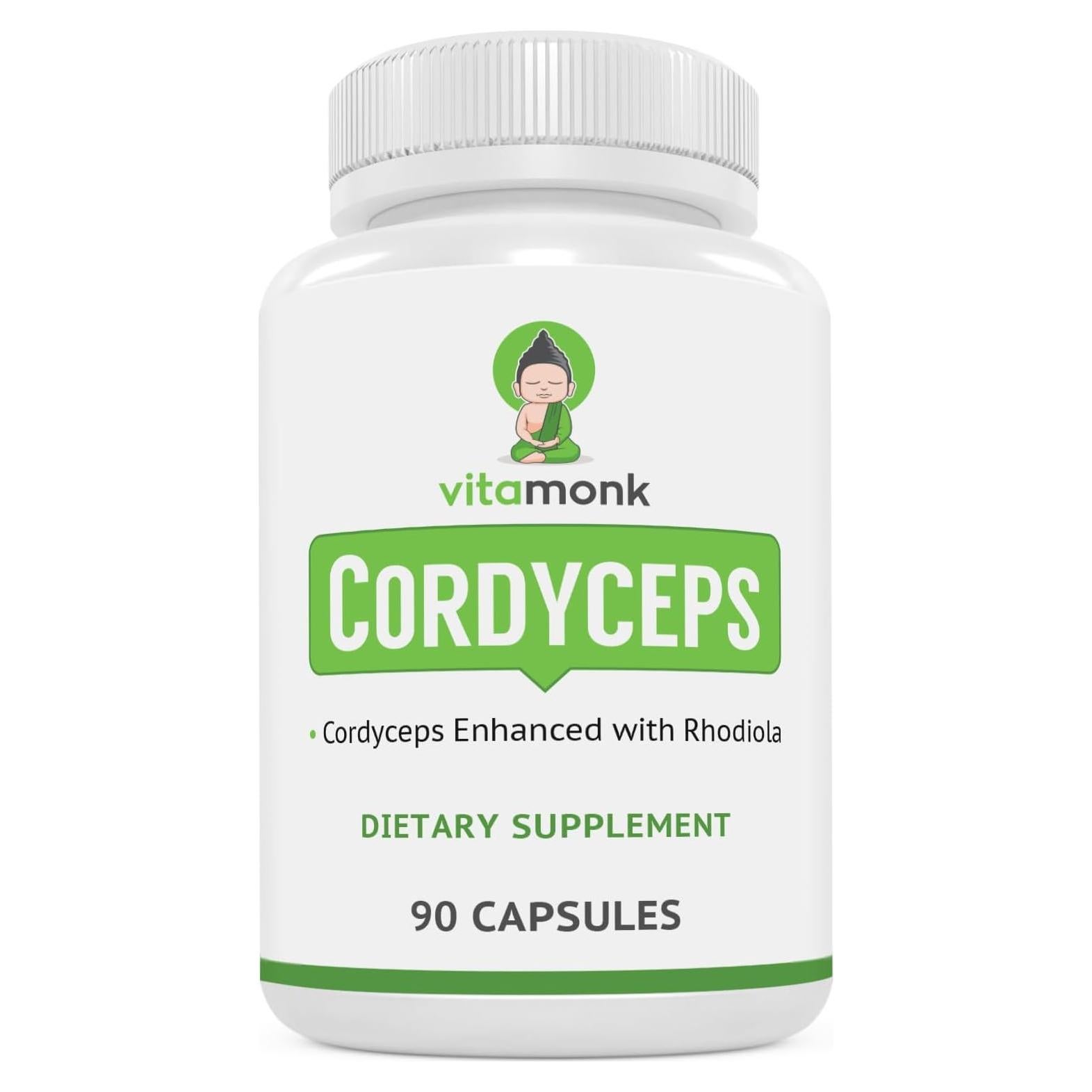 Cápsulas de Hongo Cordyceps VitaMonk 2000mg con Rhodiola - 90 Caps