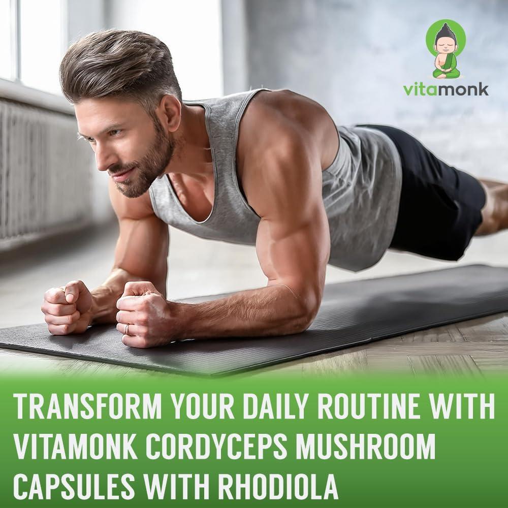 Cápsulas de Hongo Cordyceps VitaMonk 2000mg con Rhodiola - 90 Caps