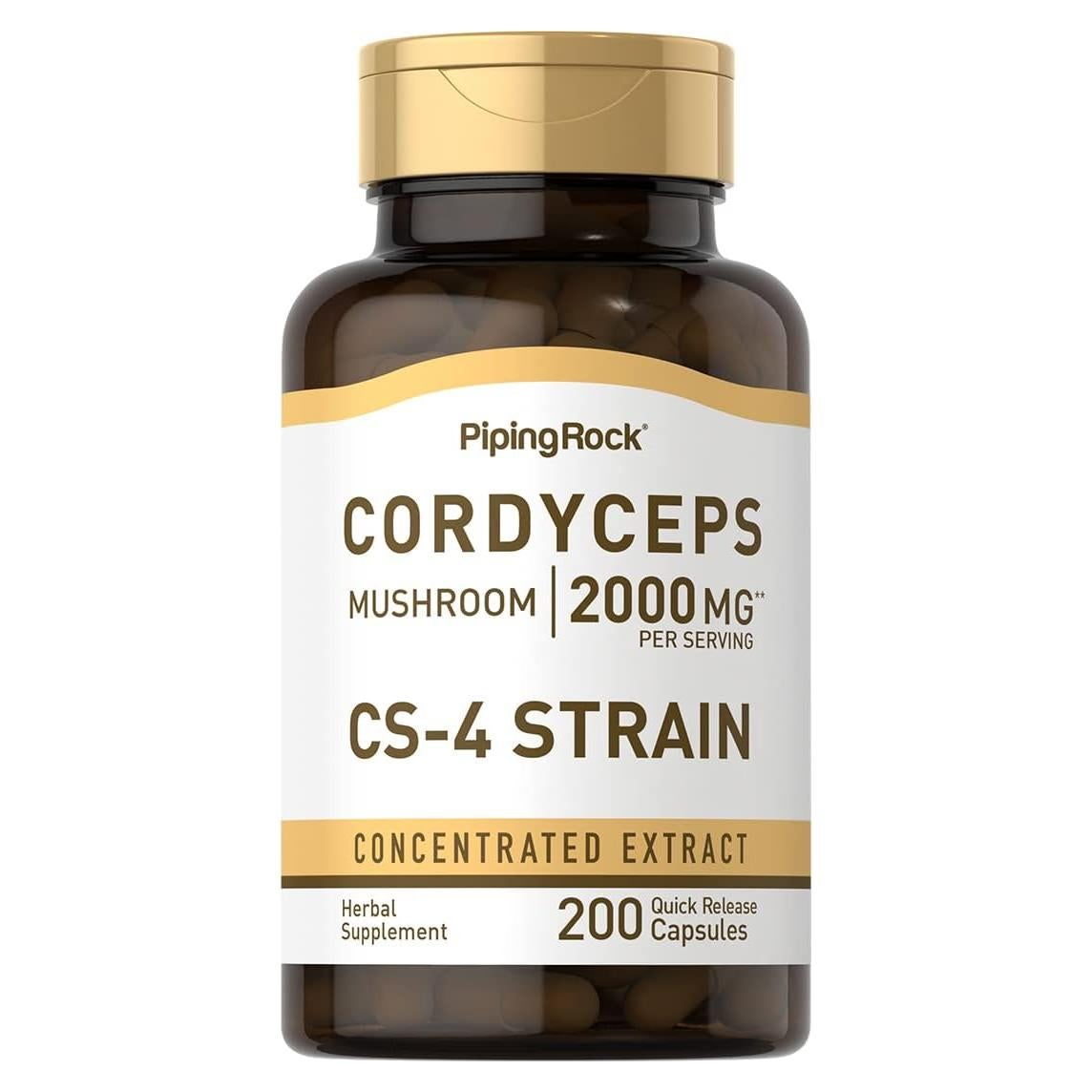 Cápsulas de Hongo Cordyceps Piping Rock 2000mg - 200 Unidades