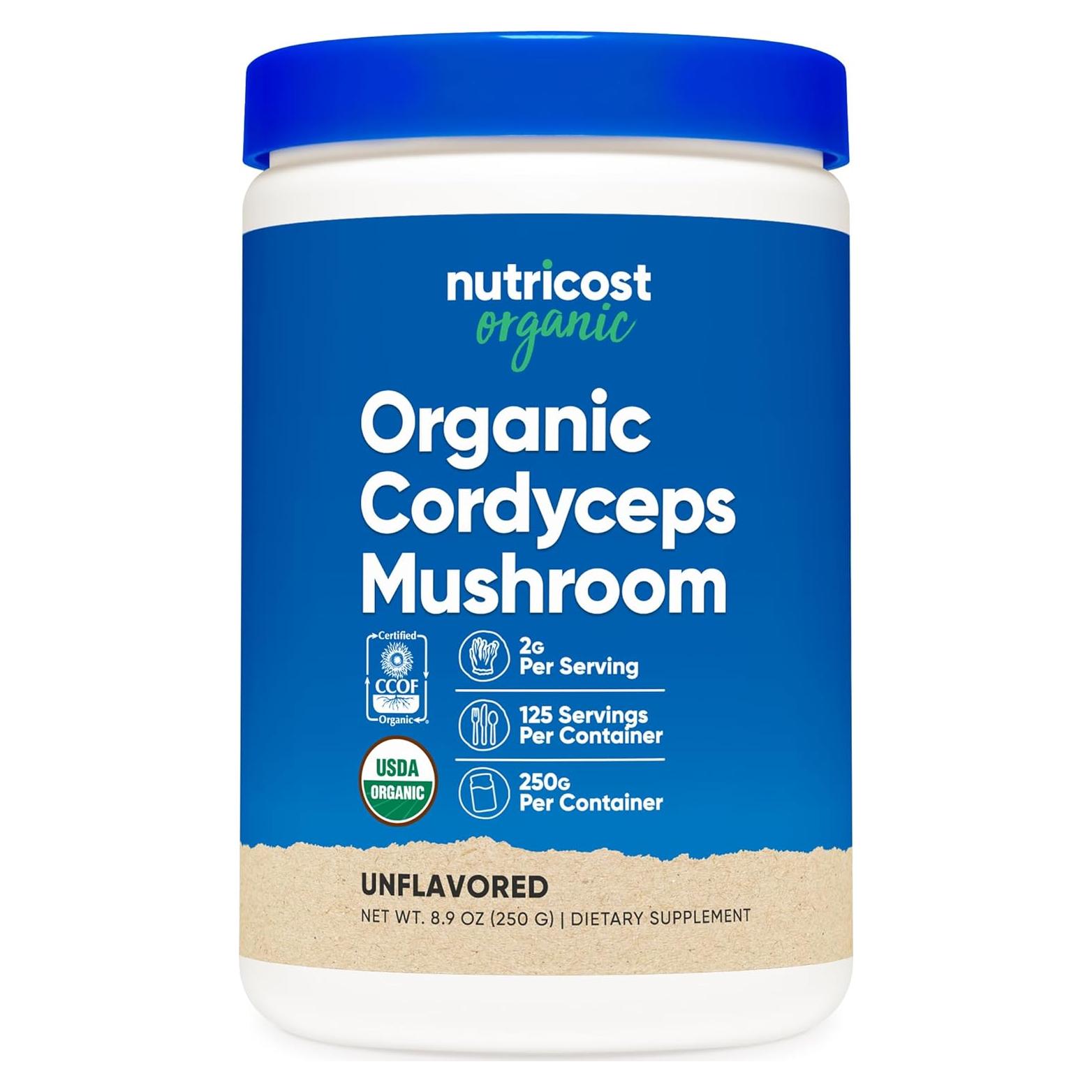 Polvo de Hongo Cordyceps Orgánico Nutricost 250g - Certificado USDA