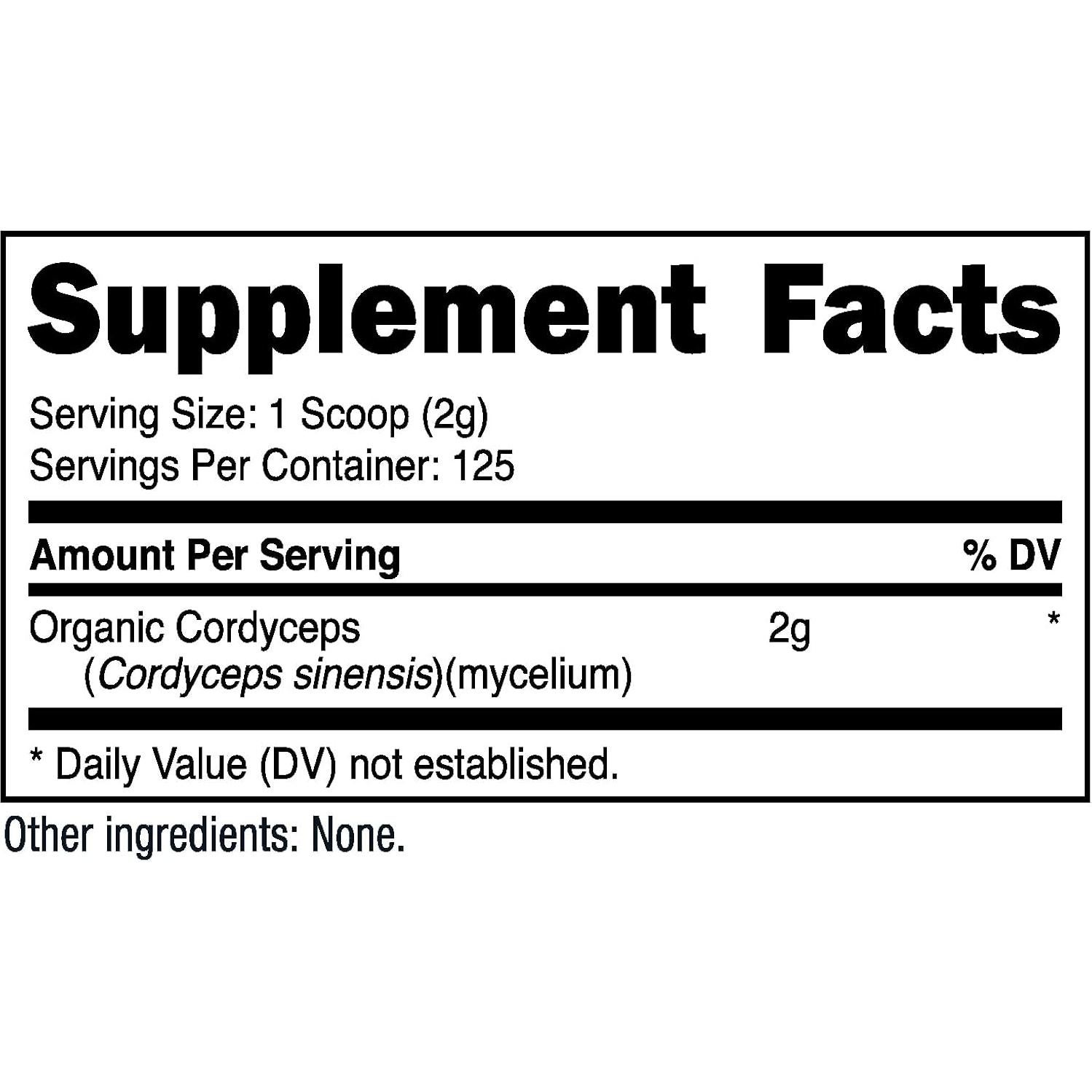 Polvo de Hongo Cordyceps Orgánico Nutricost 250g - Certificado USDA