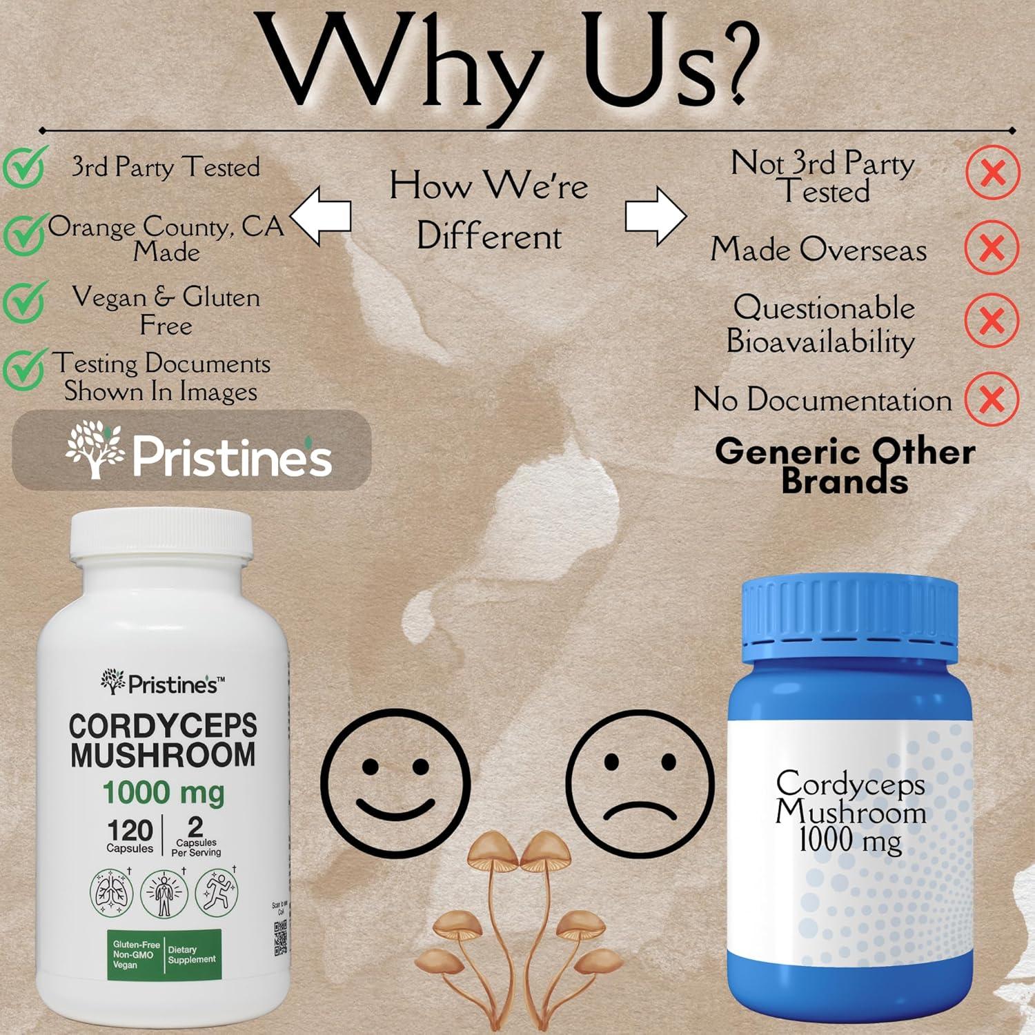 Cápsulas de Hongo Cordyceps PRISTINE 1000 mg - 60 Días