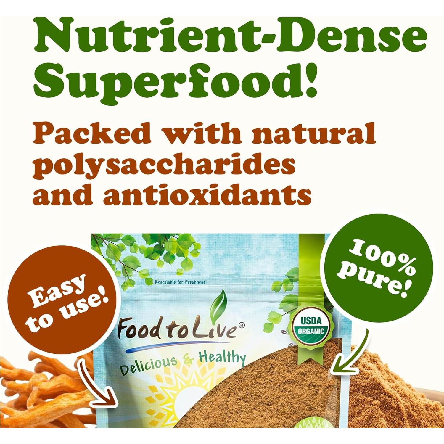 Polvo de Hongo Cordyceps Orgánico Food to Live 0.45 kg - Vegano