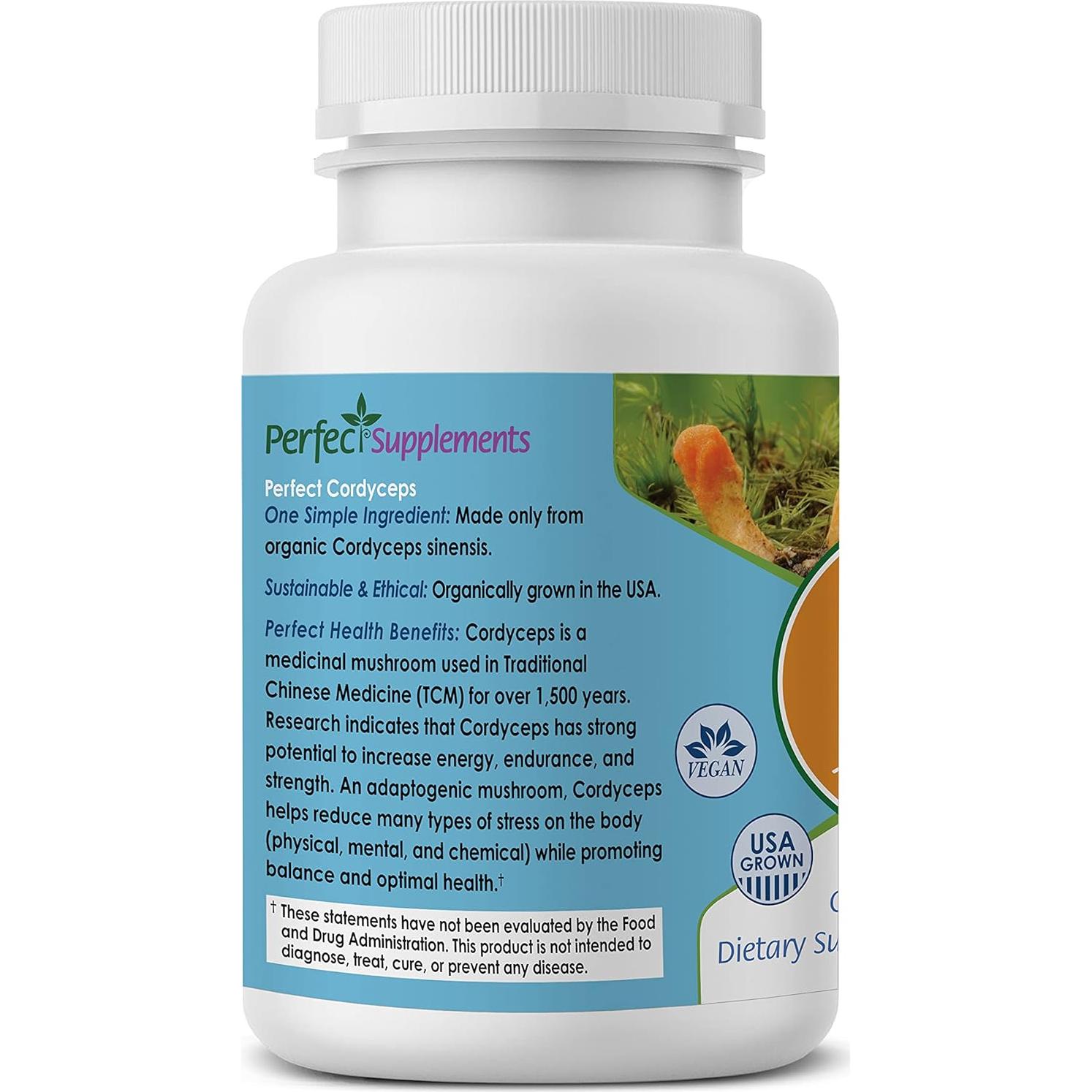 Suplemento Herbal Adaptogénico Perfecto Cordyceps 90 Cápsulas