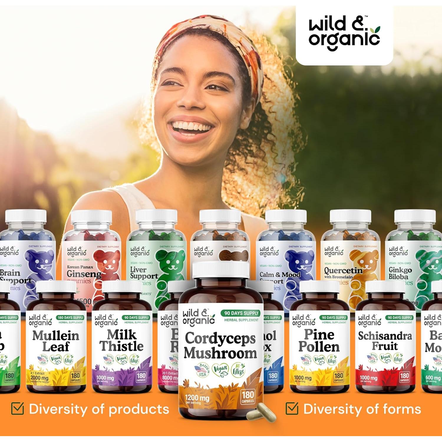 Cápsulas de Cordyceps Silvestre y Orgánico 1200 mg - 180 Unidades