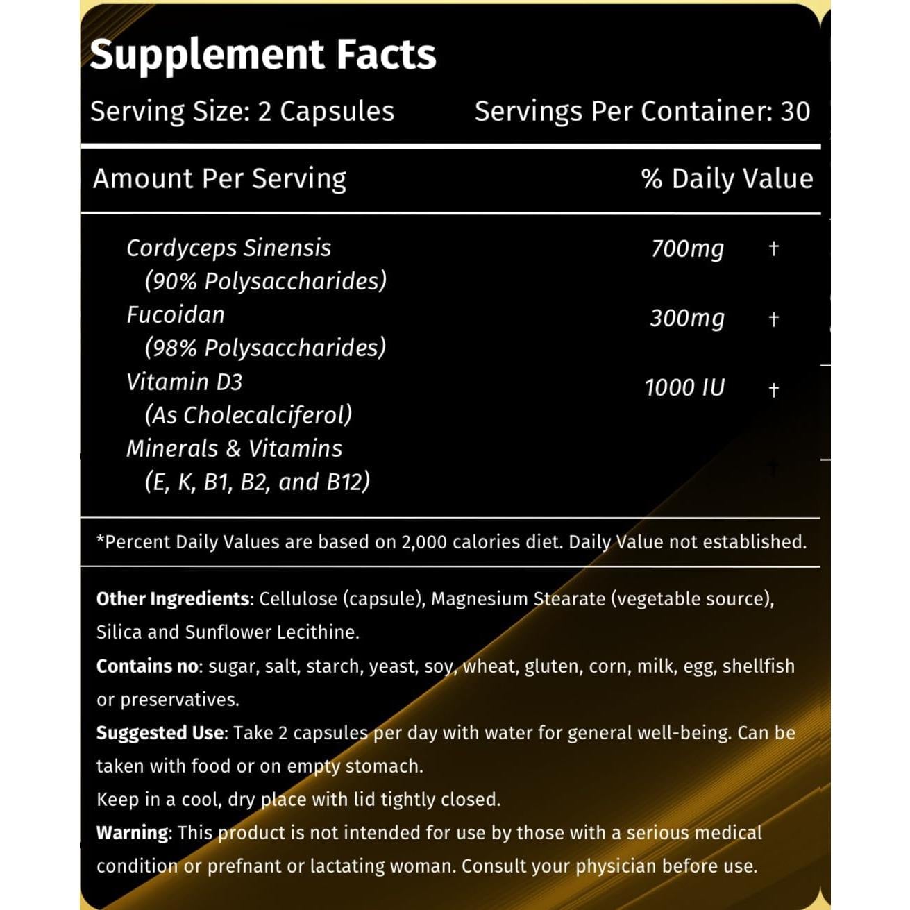 Cordyceps FD1000 L & L Suplemento | Potenciador Inmunológico | 60 Cápsulas