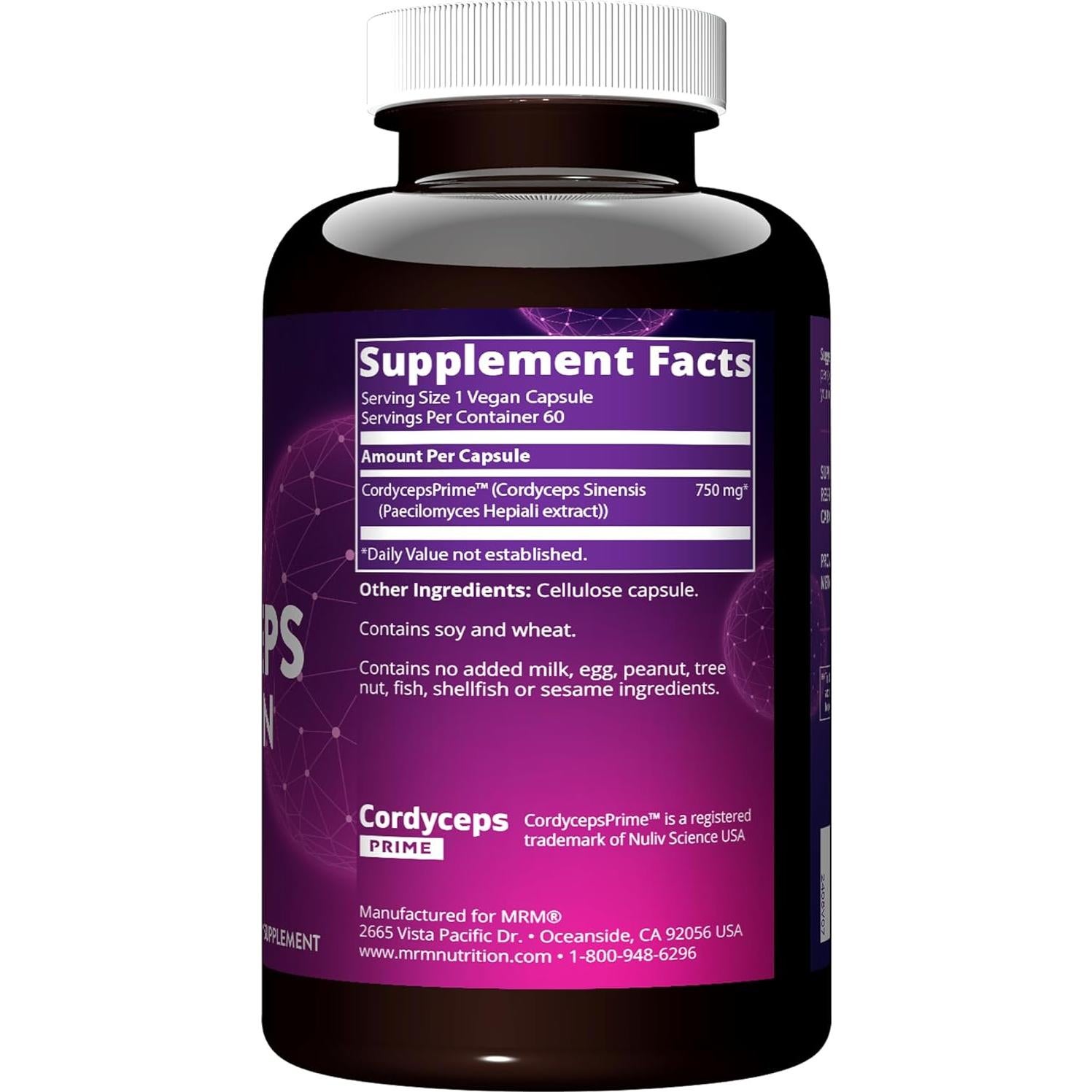 Suplemento Energético Cordyceps MRM 60 Cápsulas Vegano