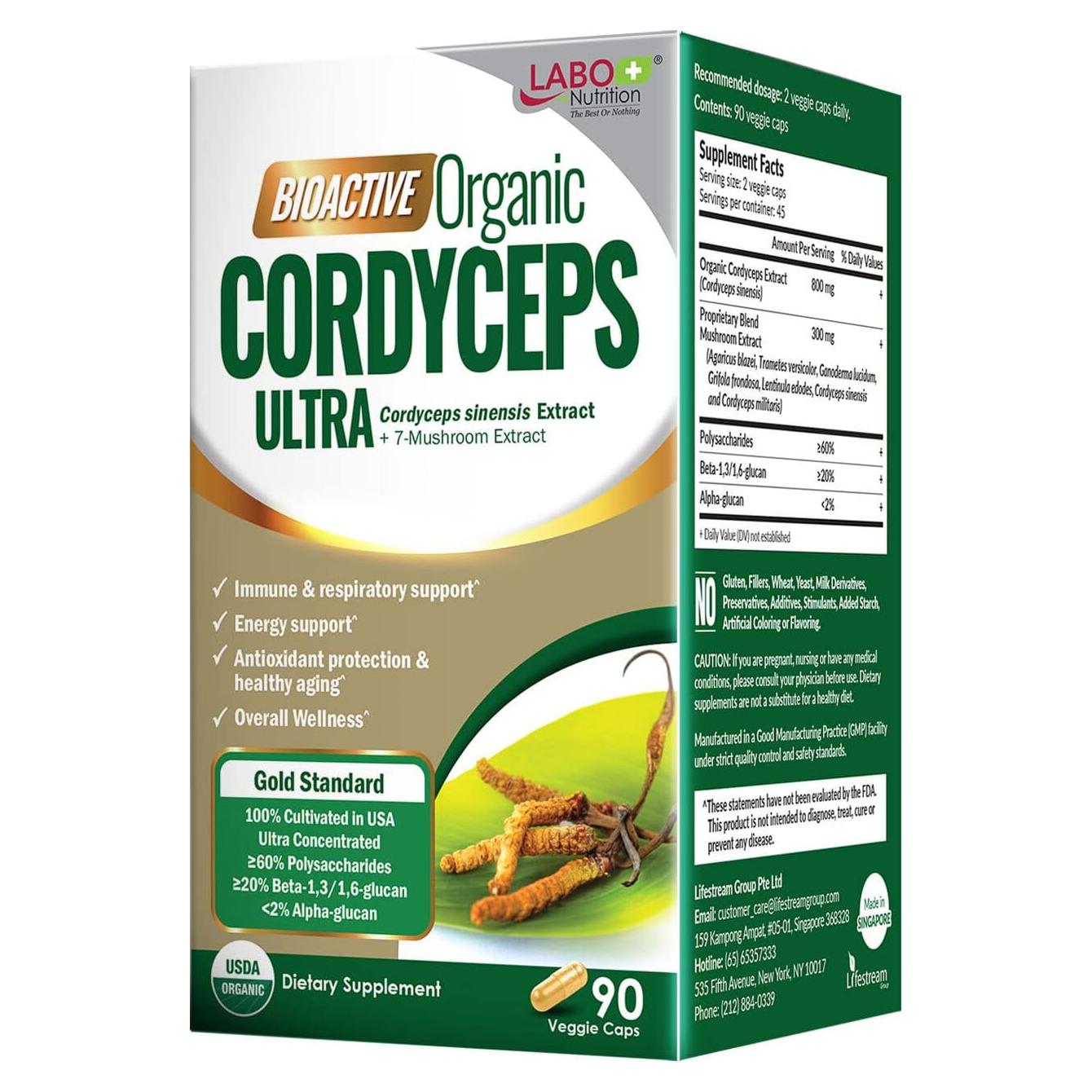 Suplemento Orgánico Cordyceps Ultra LABO Nutrition 108g