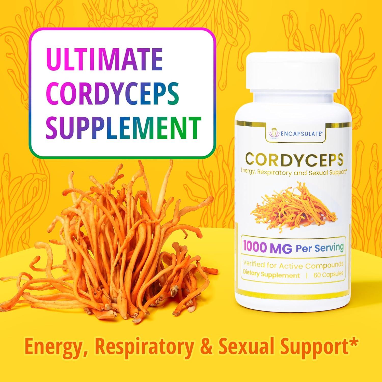 Cápsulas de Cordyceps ENCAPSULATE 1000mg - Suplemento Adaptógeno