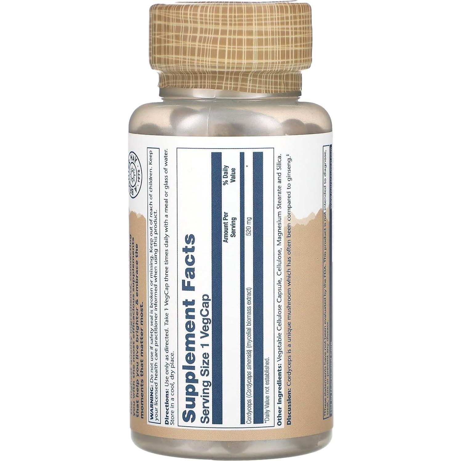 Suplemento Cordyceps Solaray 95.2g - Energía y Vitalidad