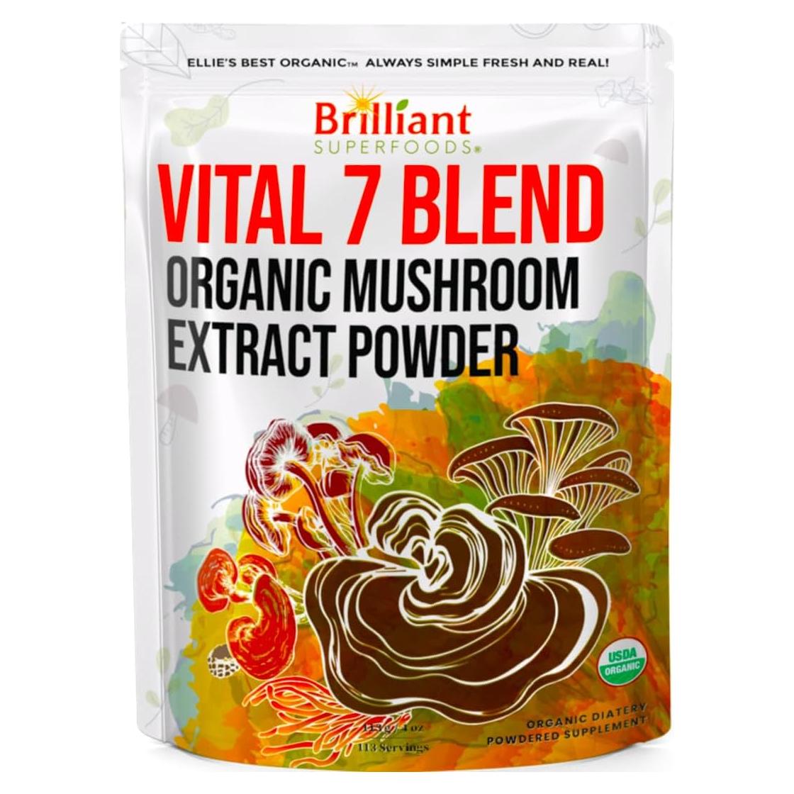 Suplemento Orgánico de Champiñones Mejor de Ellie 113.4g - Vital 7