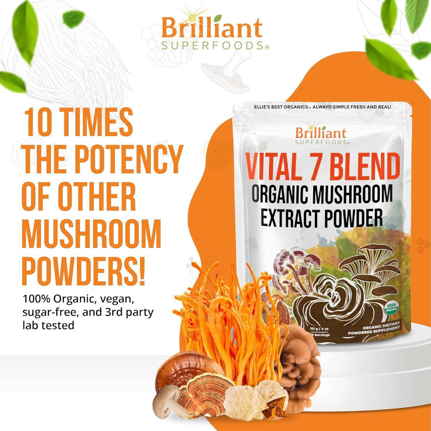 Suplemento Orgánico de Champiñones Mejor de Ellie 113.4g - Vital 7