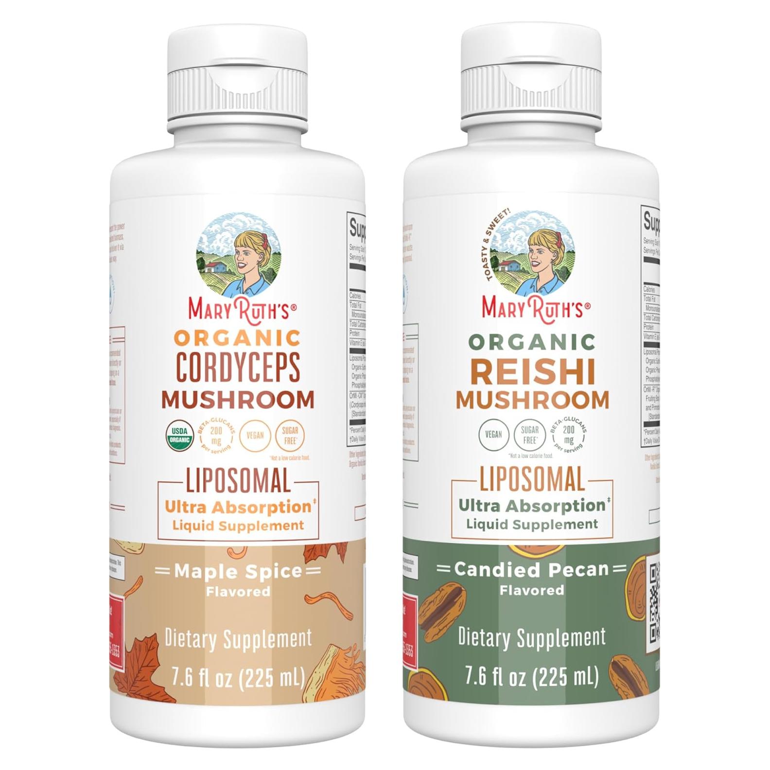 Suplemento de Hongos MaryRuth: Cordyceps y Reishi Liposomal