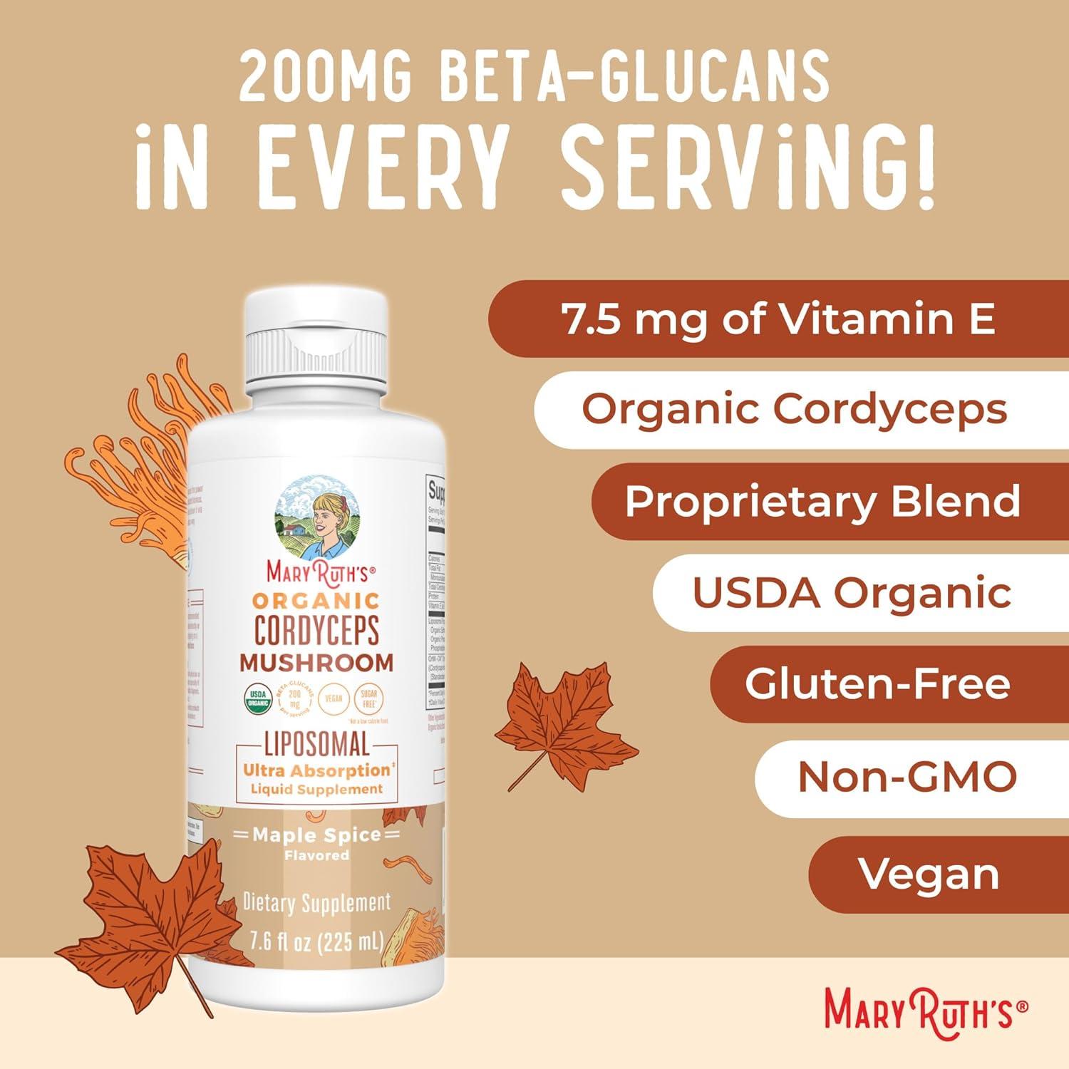 Suplemento de Hongos MaryRuth: Cordyceps y Reishi Liposomal